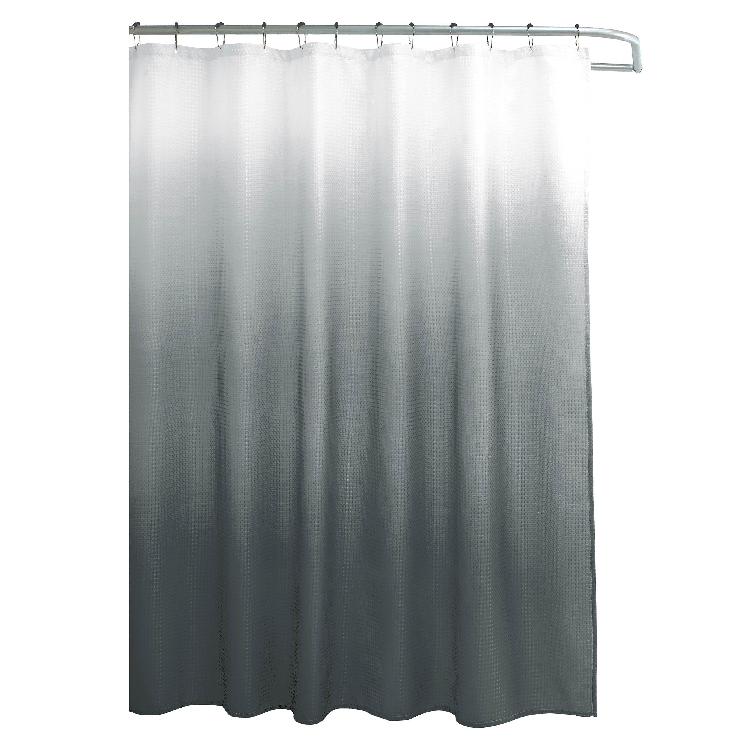 Creative Home Ideas Waffle Shower Curtain Set  70'' x 72''  Dark Grey Ombre