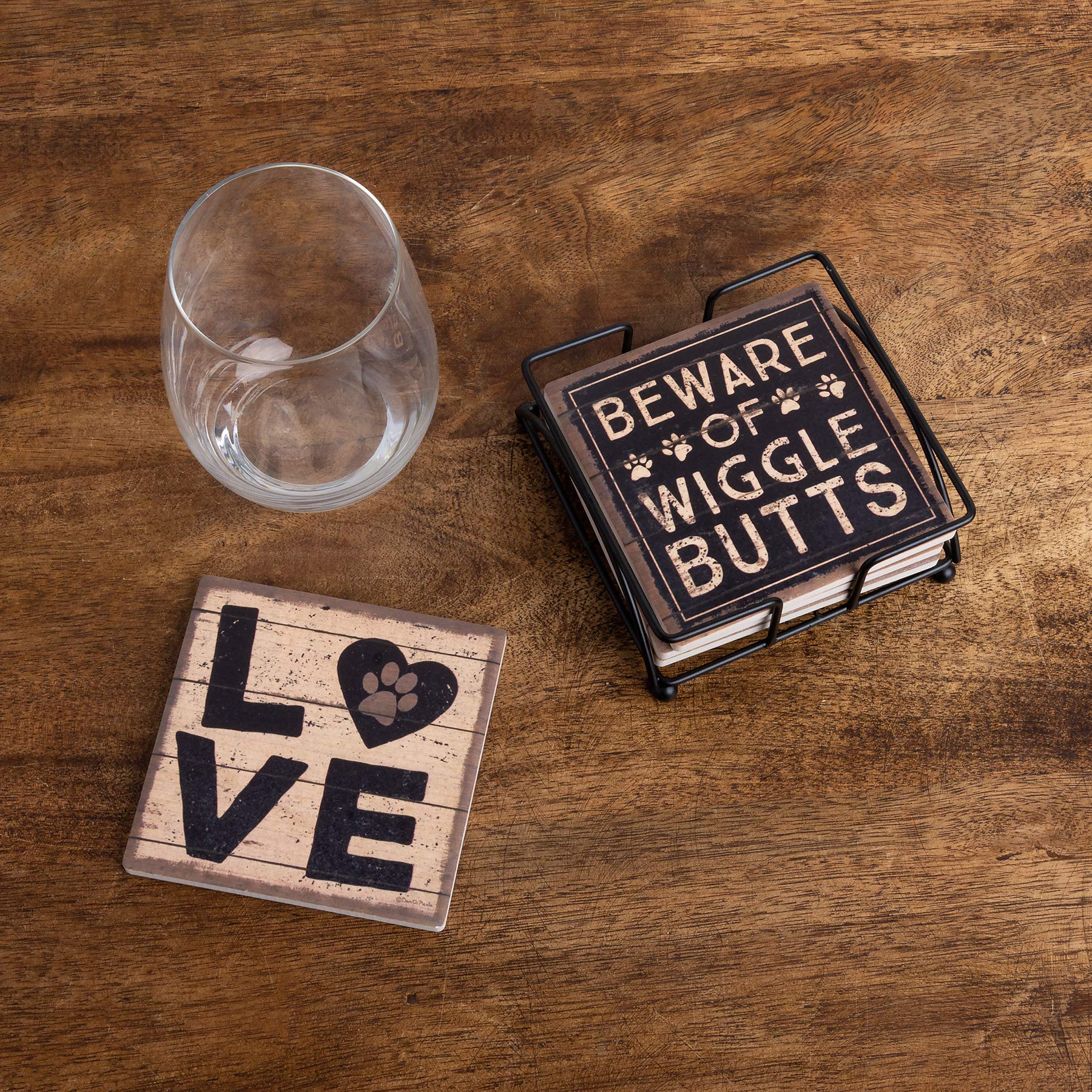 Primitives by Kathy Stoneware Coasters, Love and a Dog, Model 39365