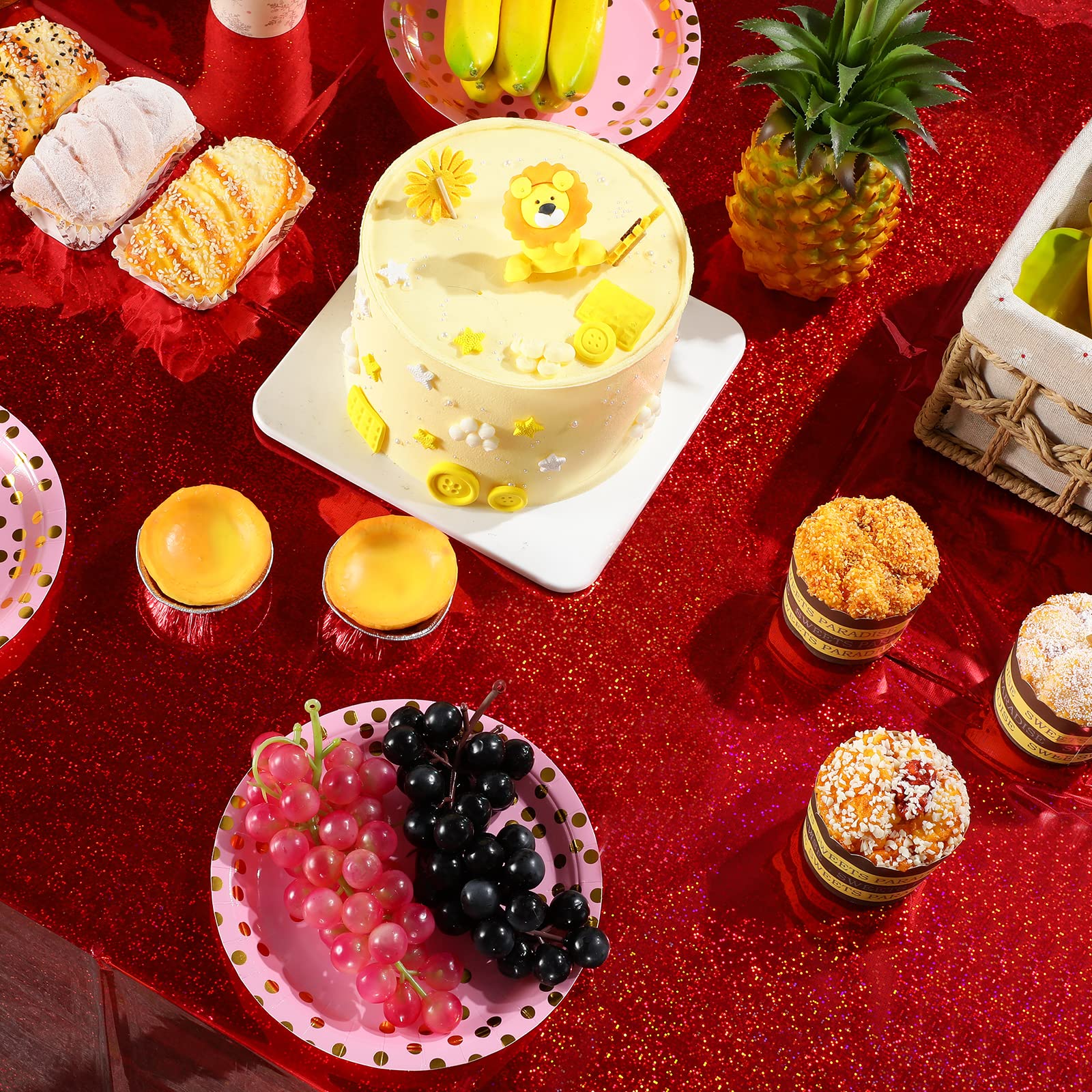 8 Pack Iridescence Red Plastic Tablecloths Shiny Disposable Laser Rectangle Table Covers Holographic Foil Tablecloth Iridescent