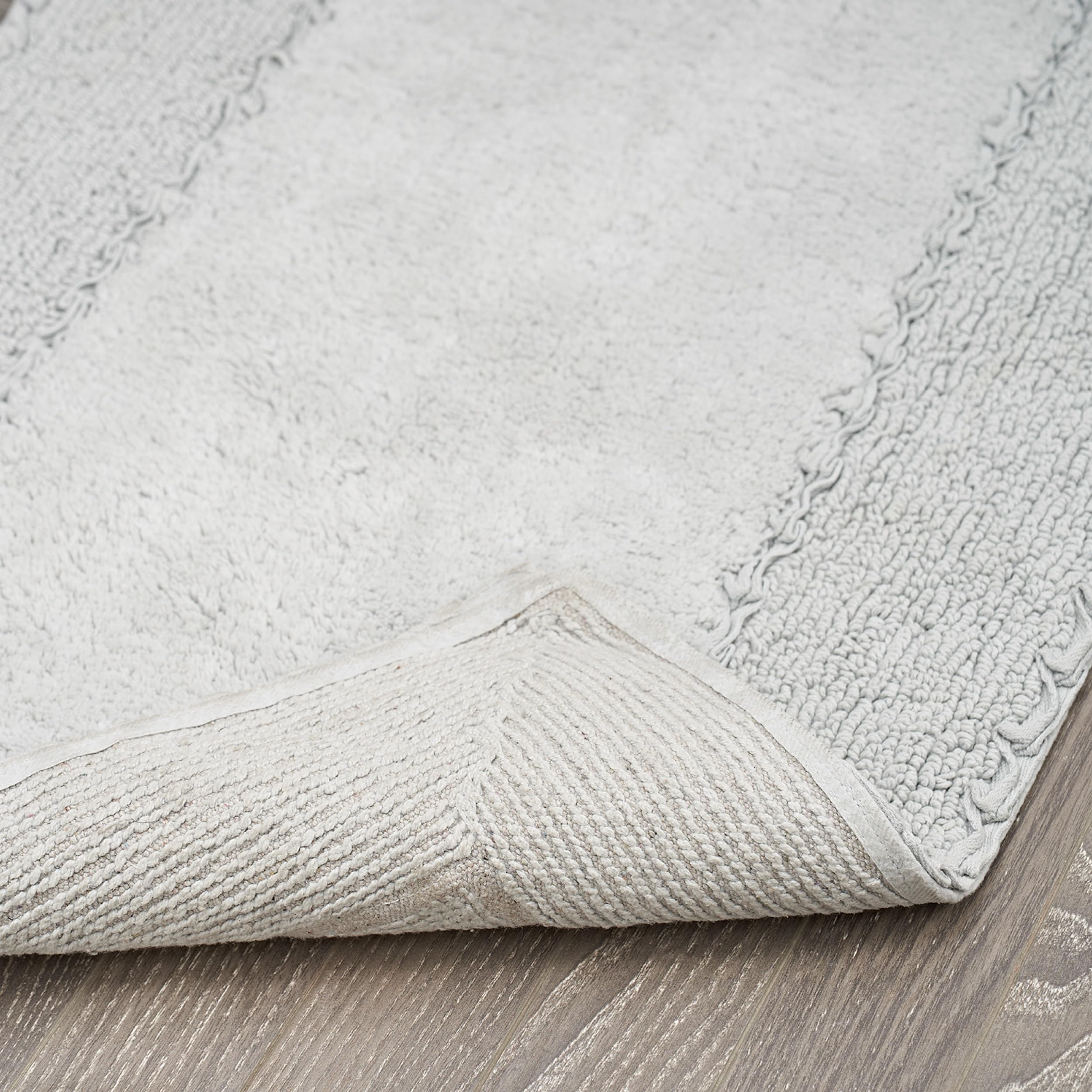 Laura Ashley Ruffle Cotton 17'' X 24'' Bath Rug, Light Gray