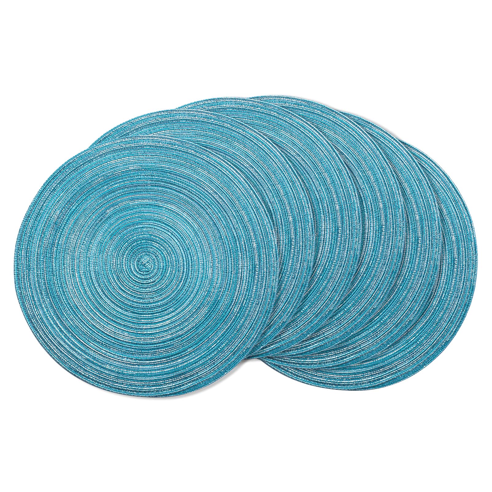 Ahhfsmei Round Placemats Set Of 6 Round Braided Place Mats 15 Inch Table Mats For Dining Tables Washable Heat Resistant Place Ma