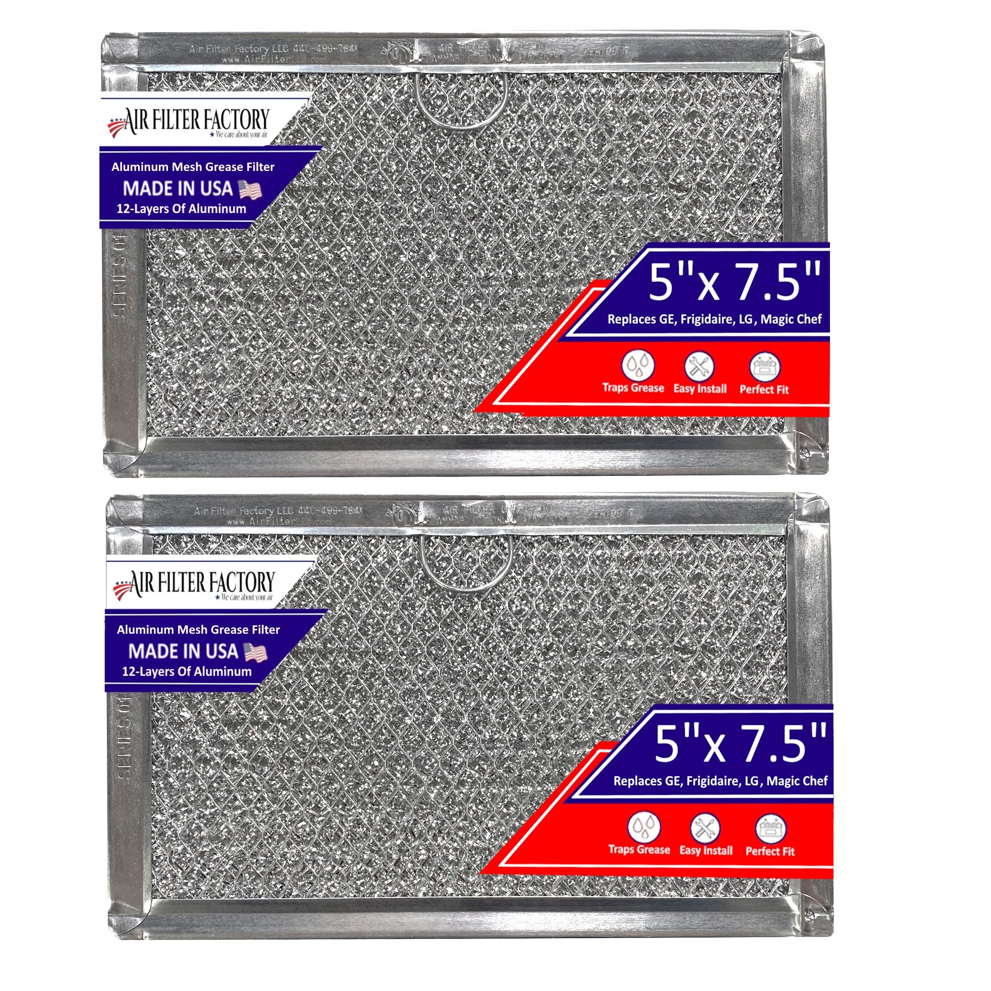 12-Layer Air Filter Factory 5'' X 7.5'' Pull Tab Microwave Grease Filter Replacements For Many Ge, Frigidaire, Magic Chef & Lg M