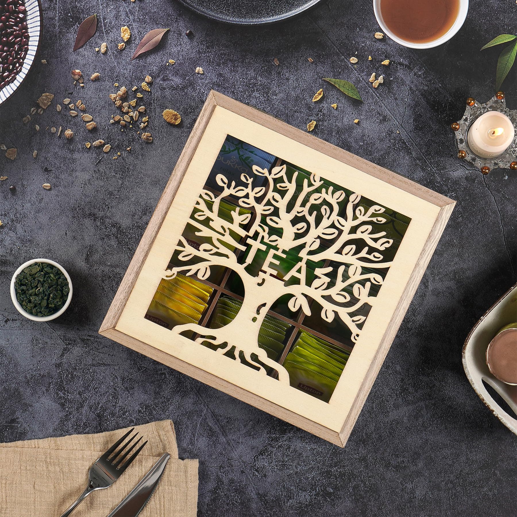 Handrong Tea Box Organizer Tea Organizer For Tea Bags Tea Bag Holder Wood Tea Holder For Tea Bags Organizer Tea Storage Organize