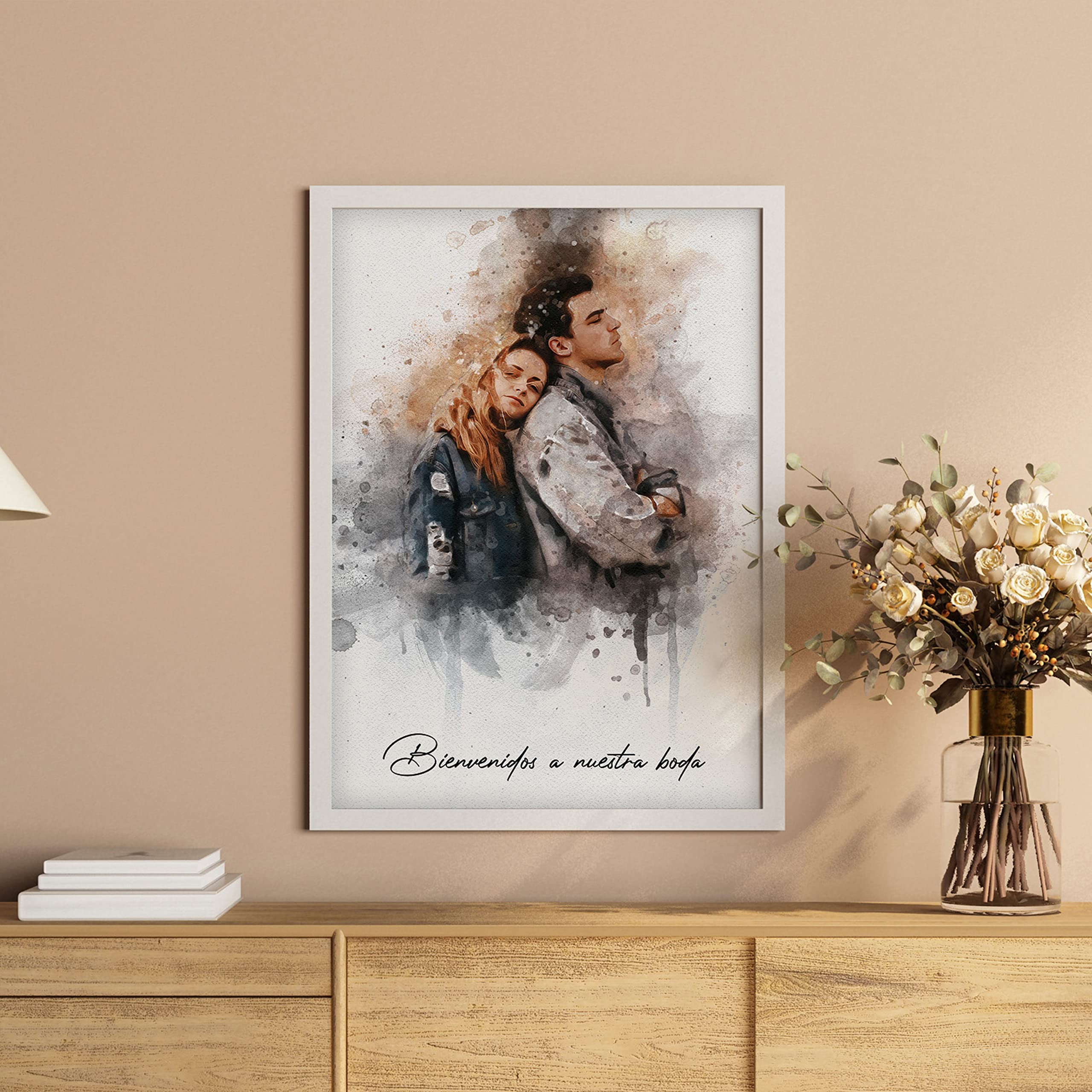 Personalized Couple Portrait From Photo Watercolor Art on Canvas Gift Bridal Shower Gift Memorable Gift for Husband Gift for Boyfriend Canvas Art Wall Art Home Decor