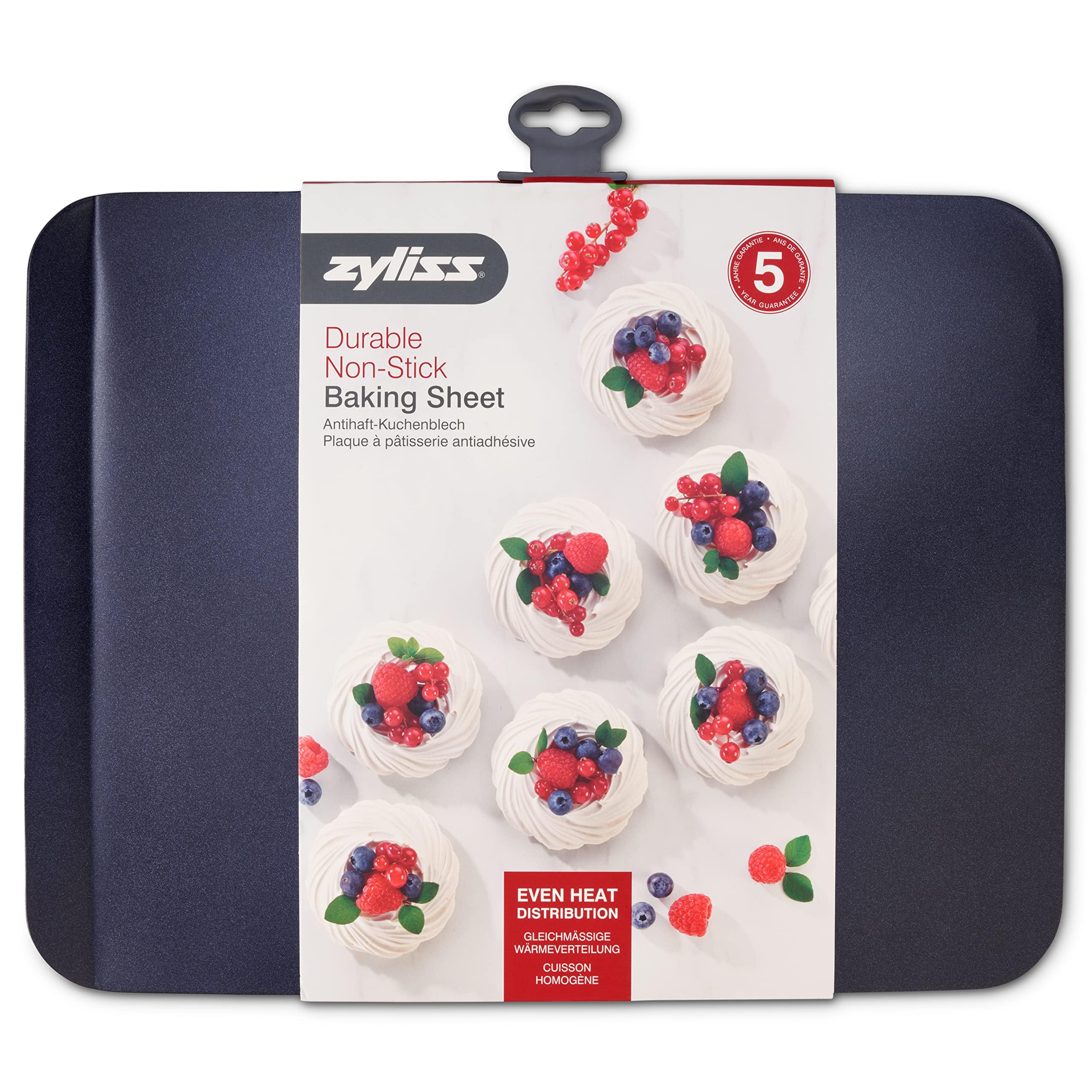 Zyliss E980192 Non-Stick Baking Sheet | Carbon Steel | Dark Blue | Baking Tin/Bakeware/Roasting | Dishwasher Safe | 5 Year Guara