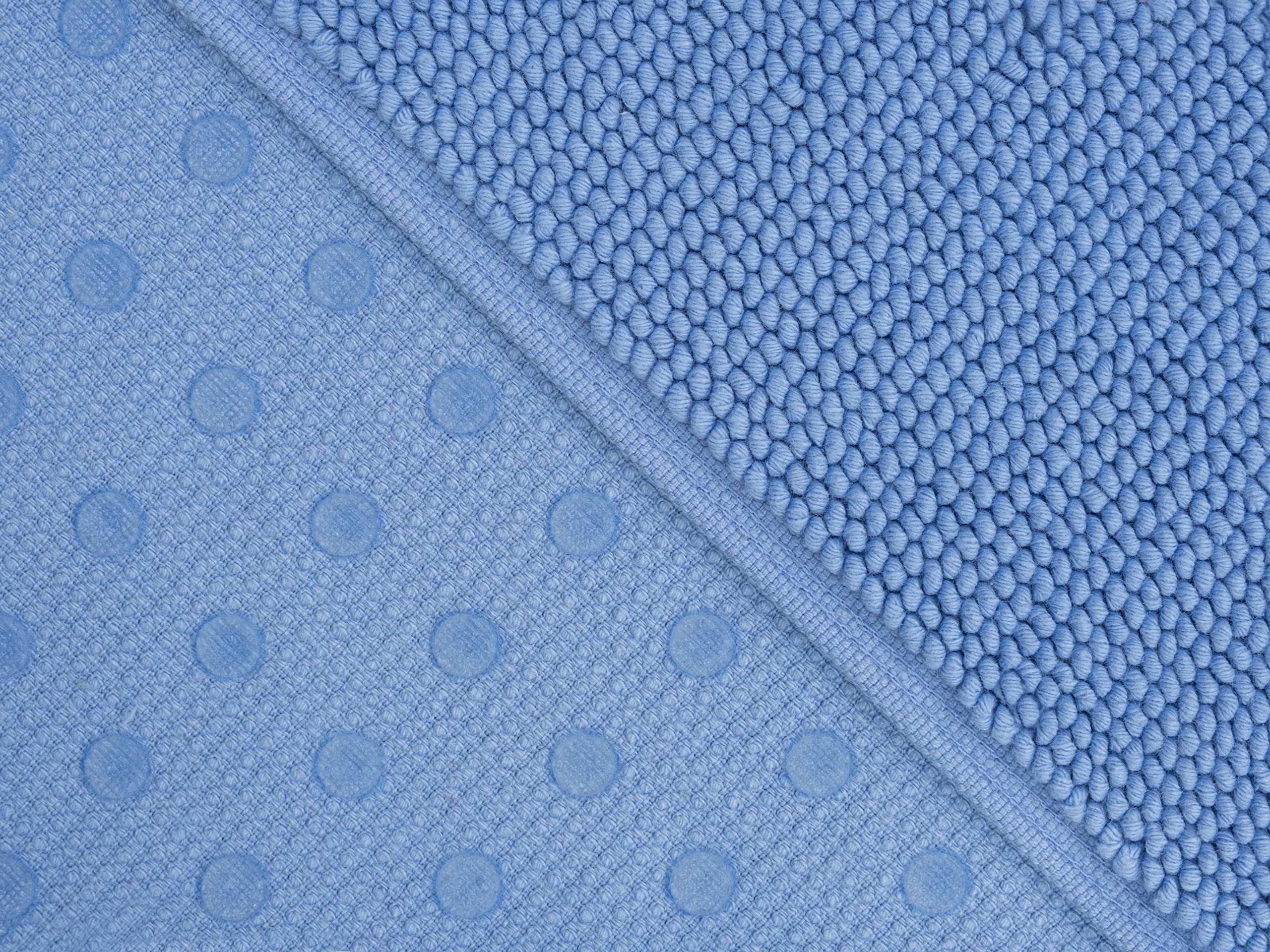 Cotton Paradise Bath Rug for Bathroom  17x24 inch 100% Cotton Non Slip Bath Mat Rug  Soft Absorbent Machine Washable  Sky Blue Bath Rug
