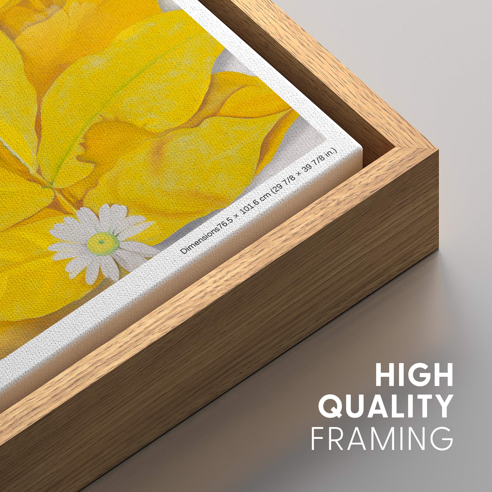 Idea4Wall Framed Canvas Print Wall Art Yellow Hickory Leaves With Daisy Master Artist Georgia O'Keeffe Nature Wilderness Oil Pai