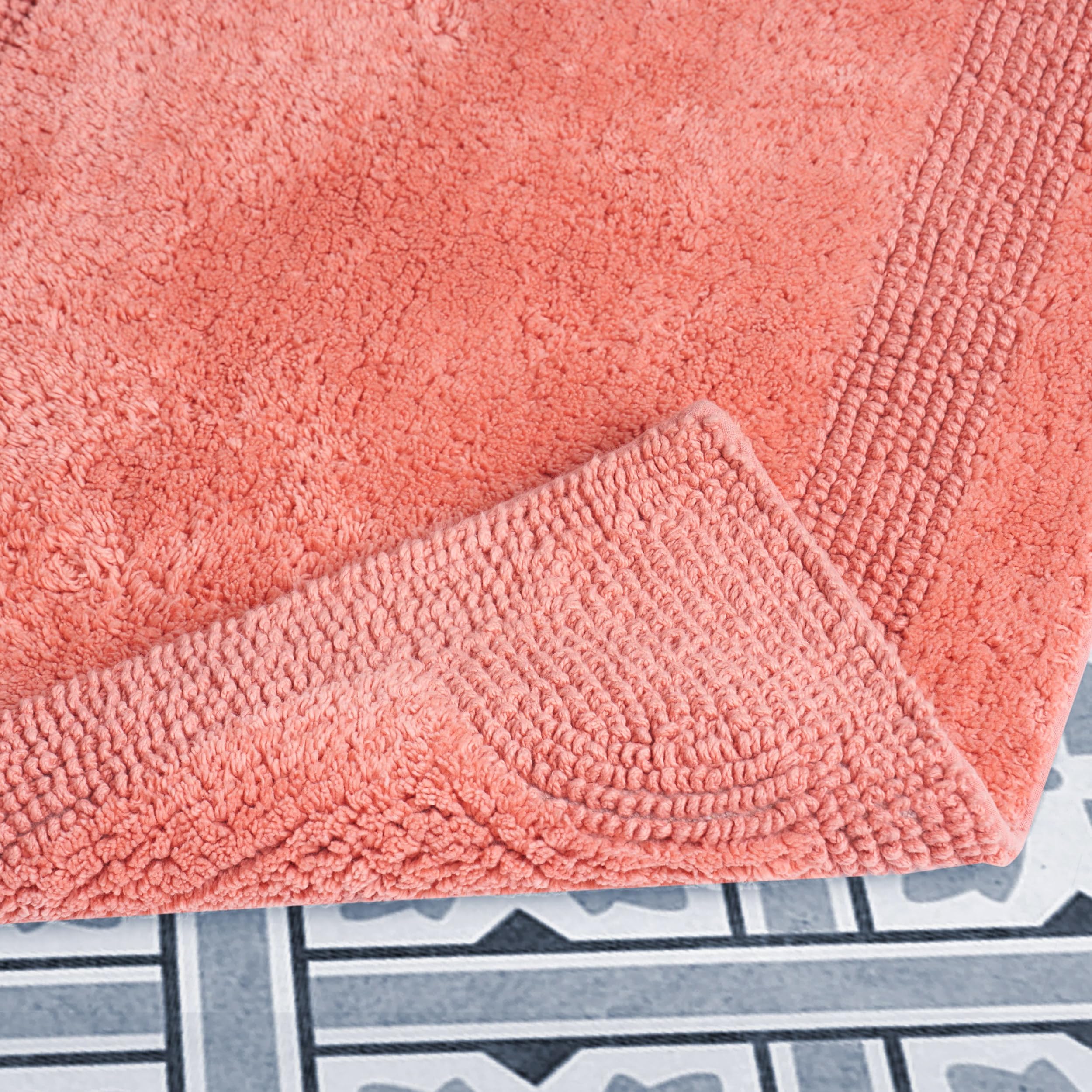 Laura Ashley Reversible Cotton 17 X 24 In. Bath Mat, Coral