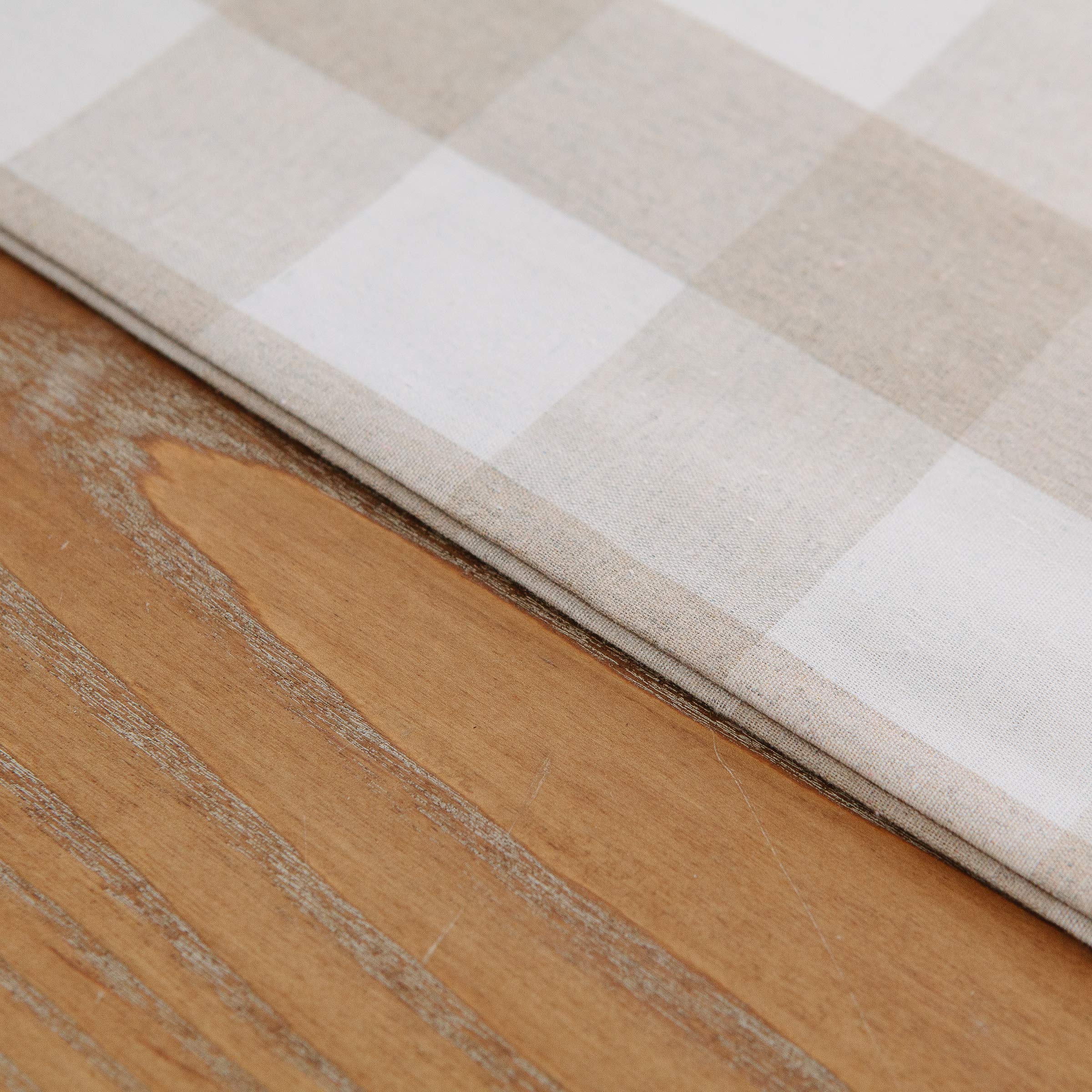 Natus Weaver Beige & White 2 Piece Fabric In 1 Cotton Buffalo Check Table Runner Cloth For Family Dinners Or Gatherings, Indoor