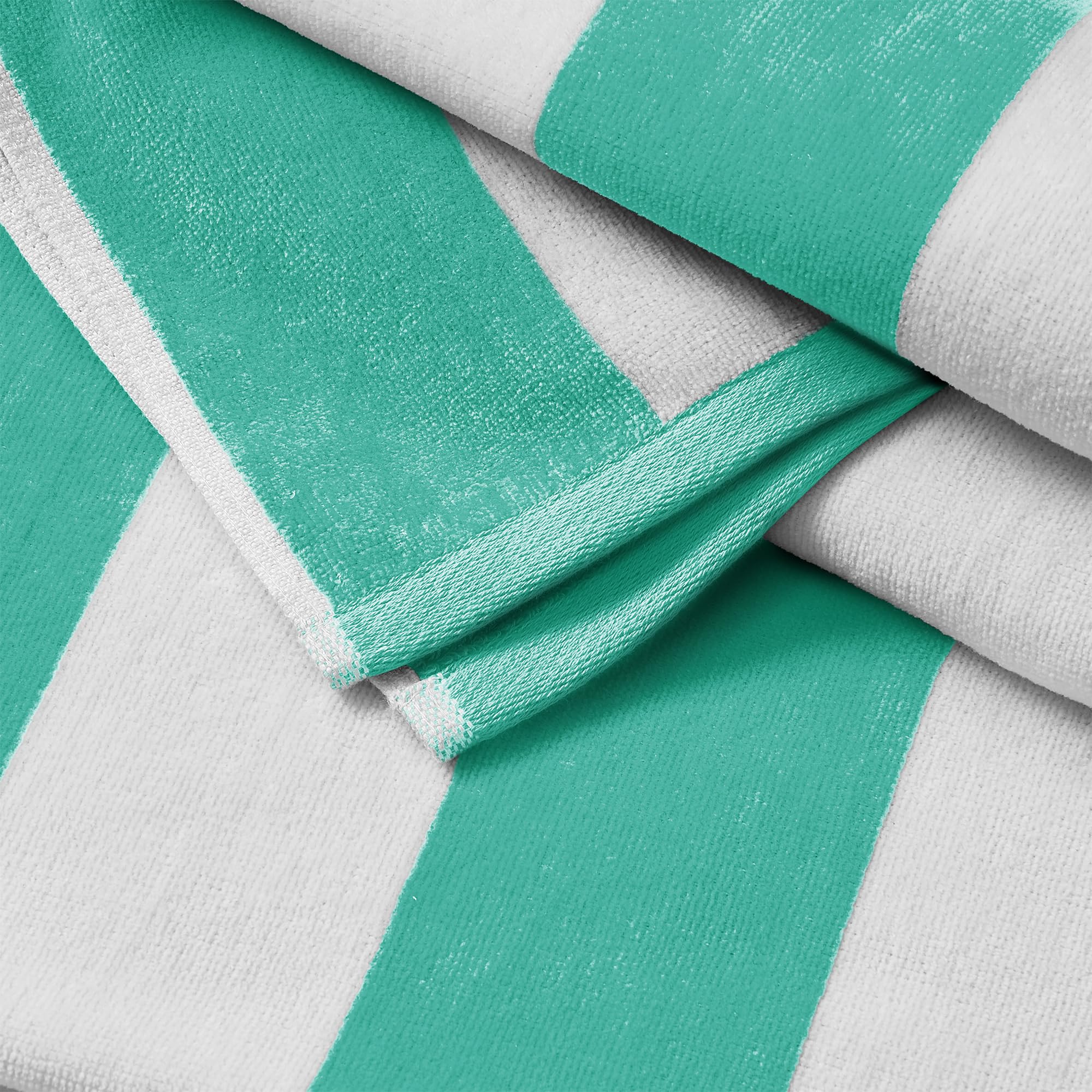 Great Bay Home 100% Cotton Velour Oversized Beach Towel | Blue Cabana Stripe Pool Towels | Quick Dry, Large Swim Towels For Adul