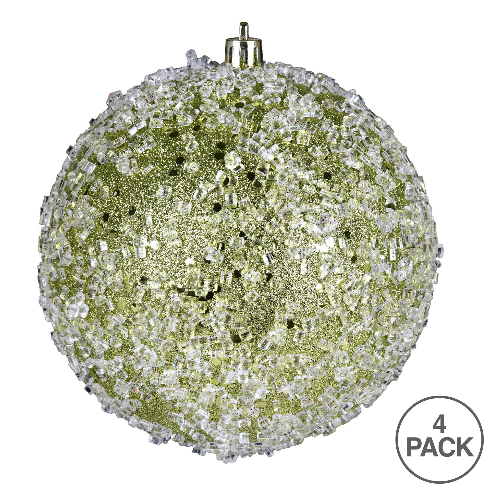 Vickerman 4.75 Lime Glitter Hail Ball Ornament, 4 per Bag