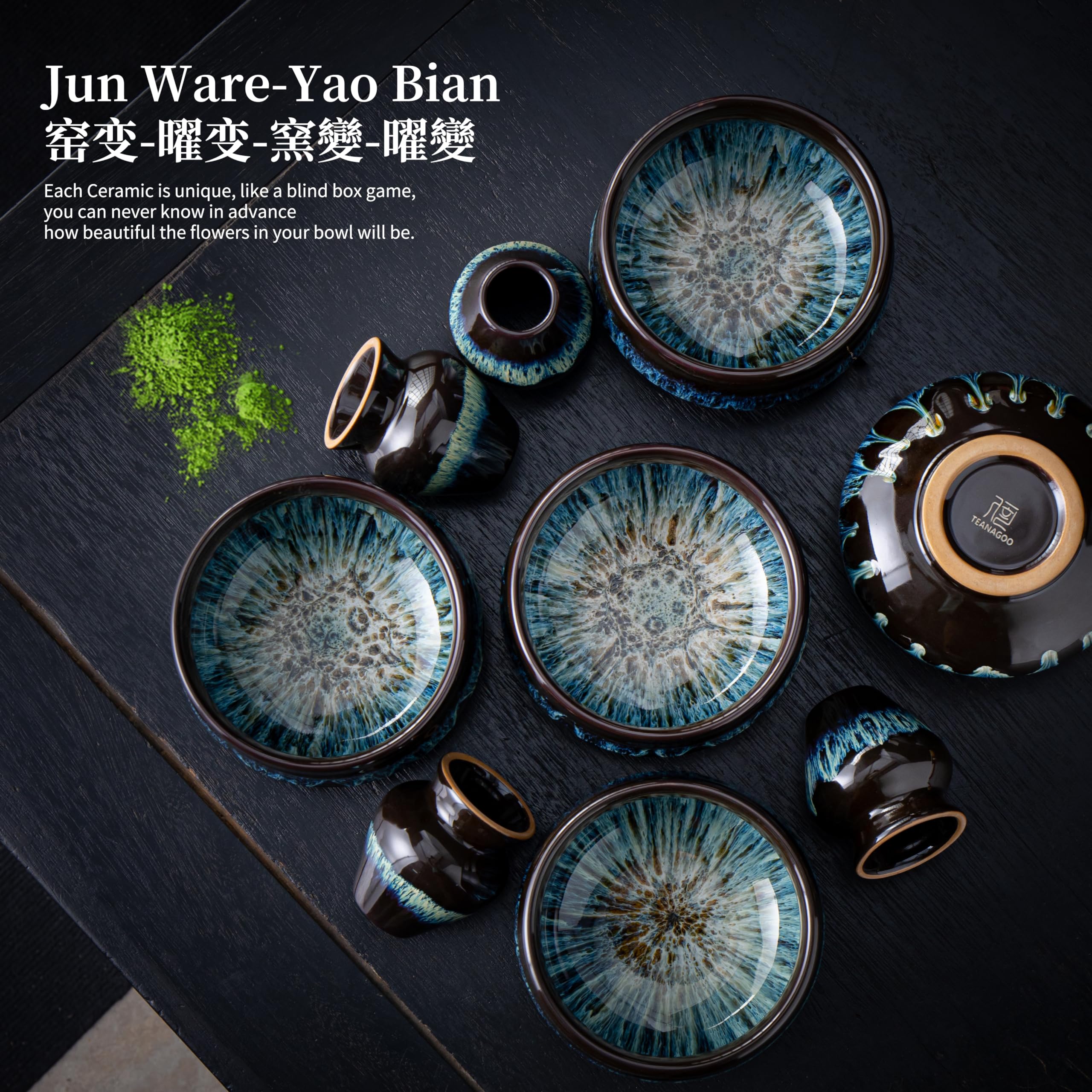 Teanagoo Japanese Matcha Tea Set, Matcha Bowl, Matcha Bamboo Whisk, Scoop, Sifter, Matcha Whisk Holder, Matcha Whisk Stand, Matc