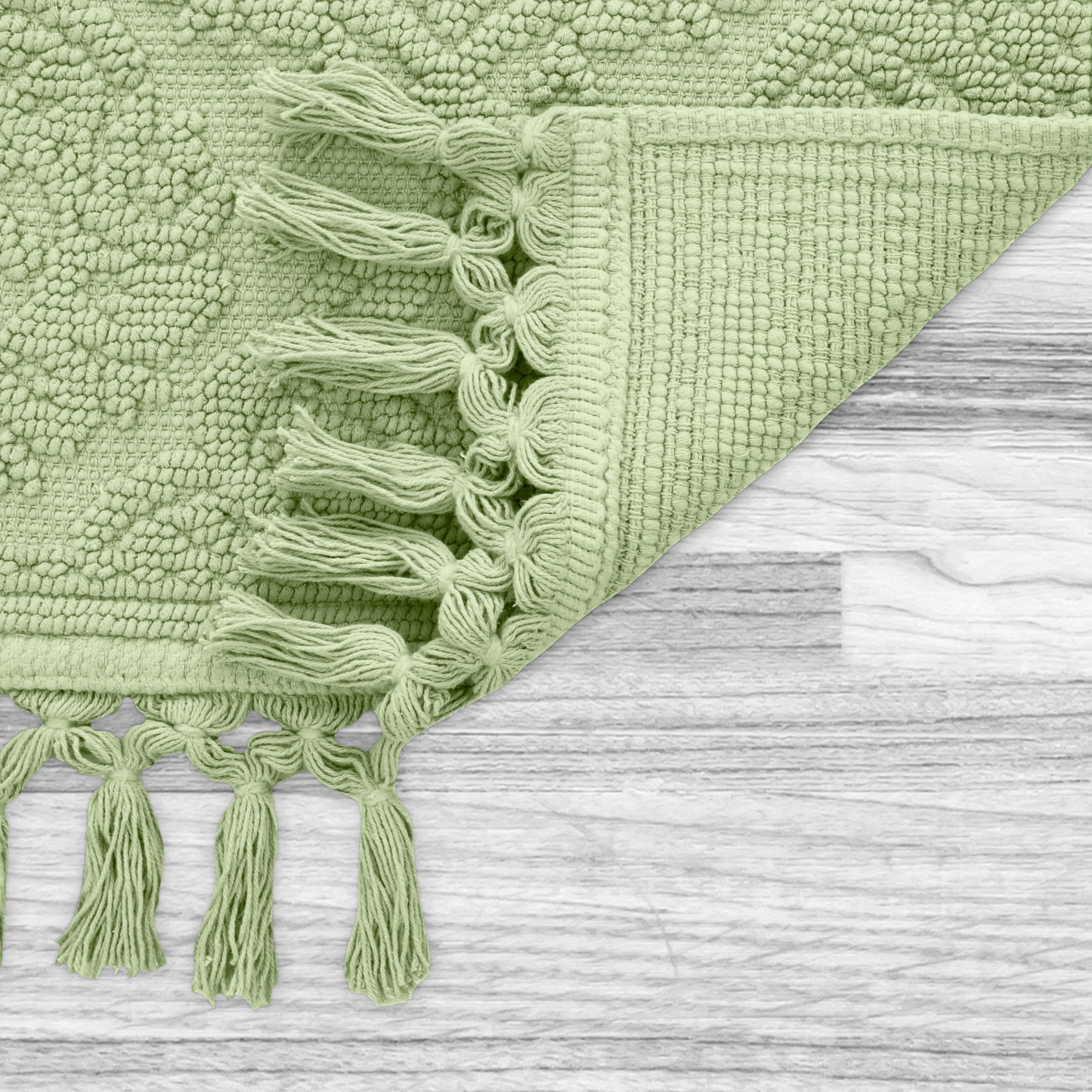 Jean Pierre - Ricardo Bath Mat, Woven Fringe Bathroom Rugs, 100% Cotton, Premium Bathroom Decor - Measures 27'' X 52'' - Sage Gr