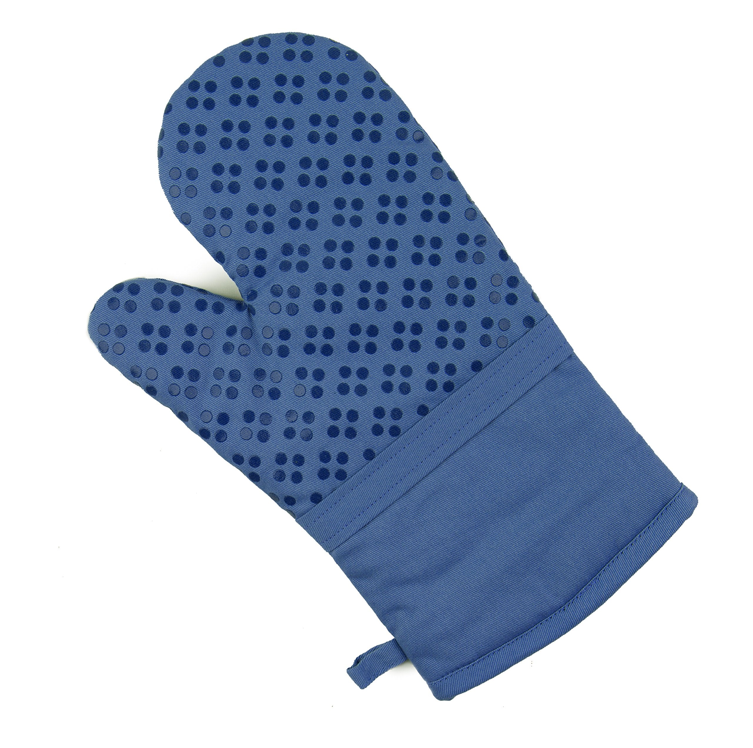 Oven Mitt And Pot Holders Silicone Set Of 3, Non-Slip Kitchen Hot Pads And Oven Mitts Set, Oeko-Tex 100% Cotton Shell, Dark Blue