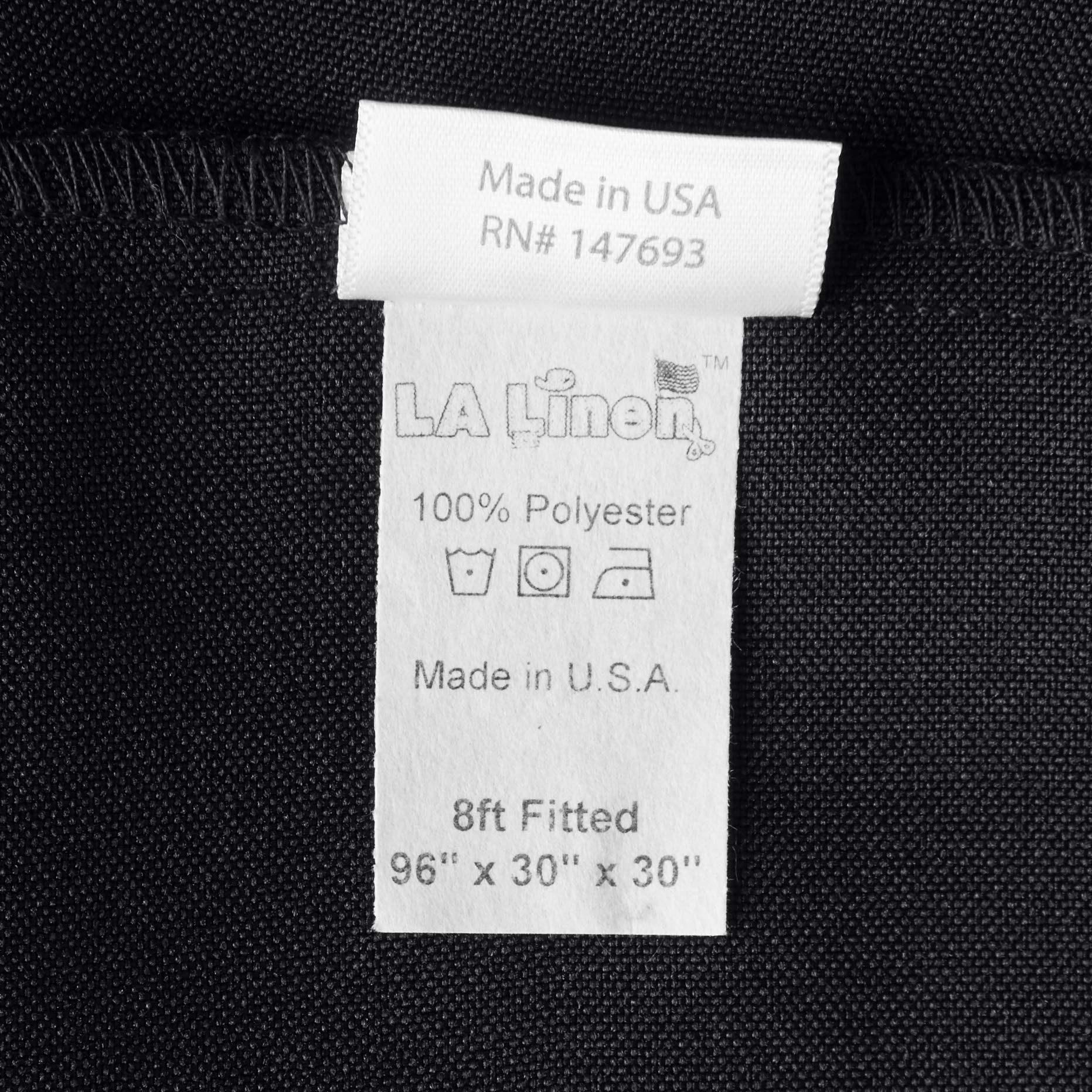 LA Linen Polyester Poplin Fitted tablecloth 96''L x 30''W x 30''H  Black