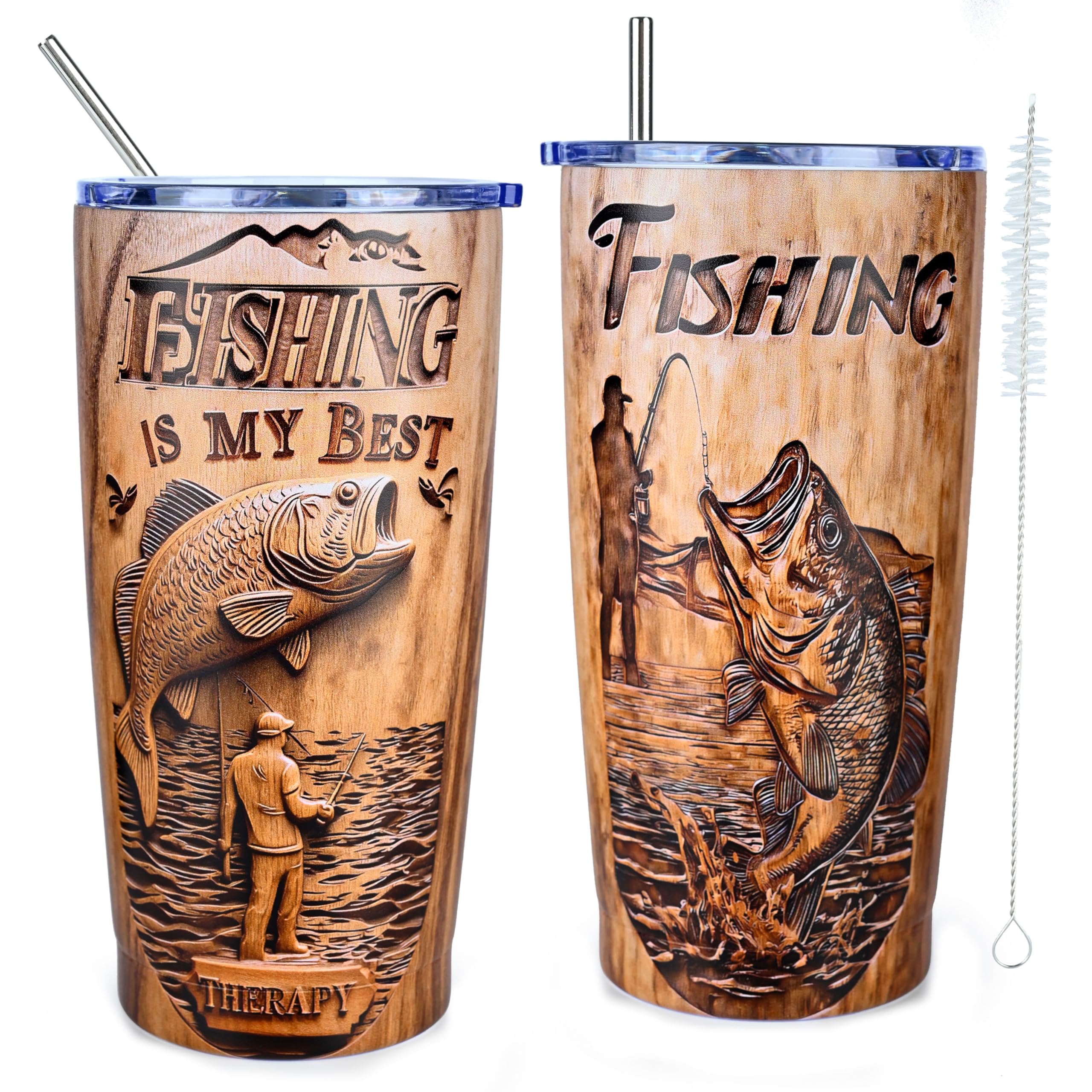 sunwarshile Fishing Tumbler 20oz Stainless Steel Insulated Coffee Tumbler Travel Coffee Mug For Women Men