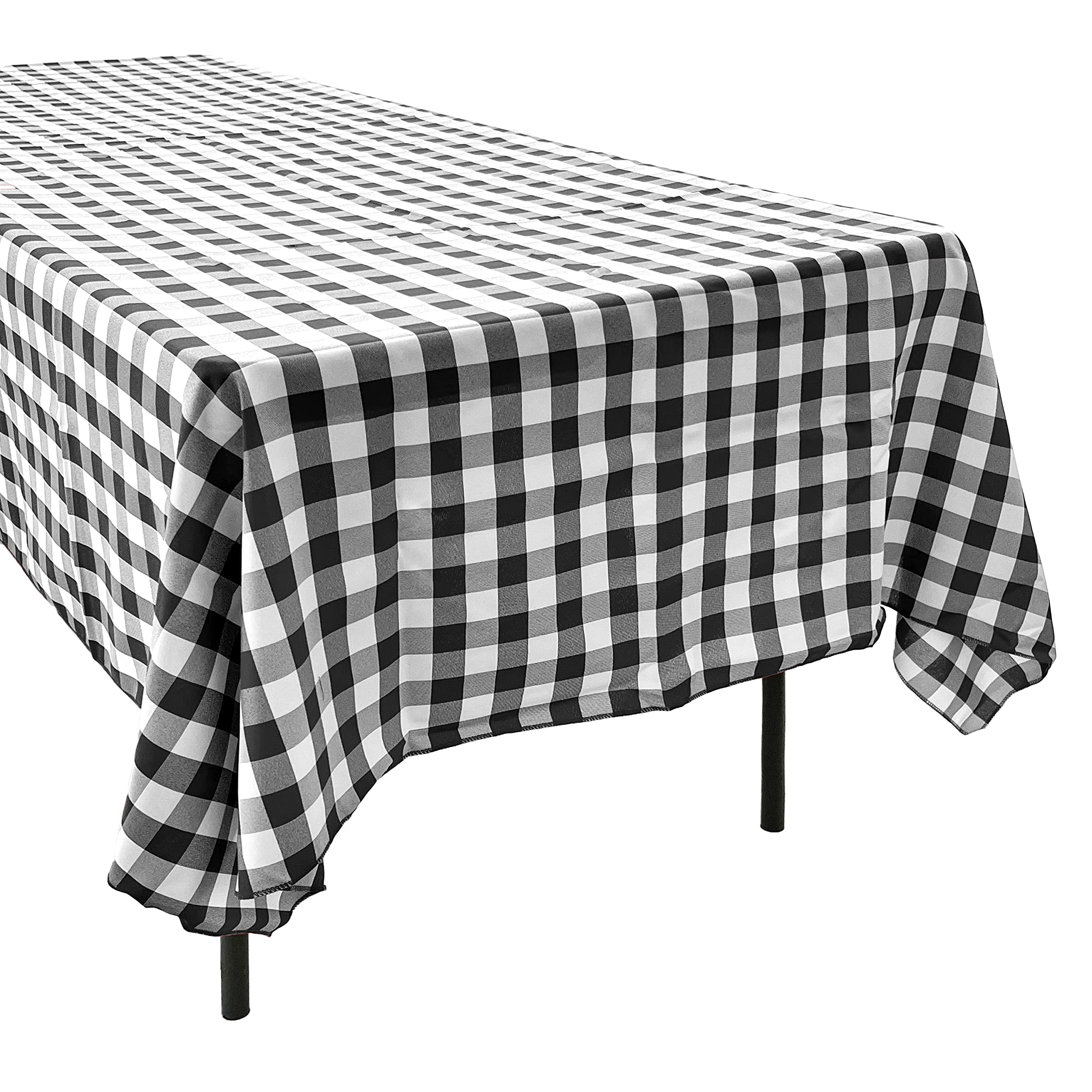 Ak-Trading 60 X 126-Inch Rectangular Polyester Tablecloth - Made In Usa - Black & White Checker