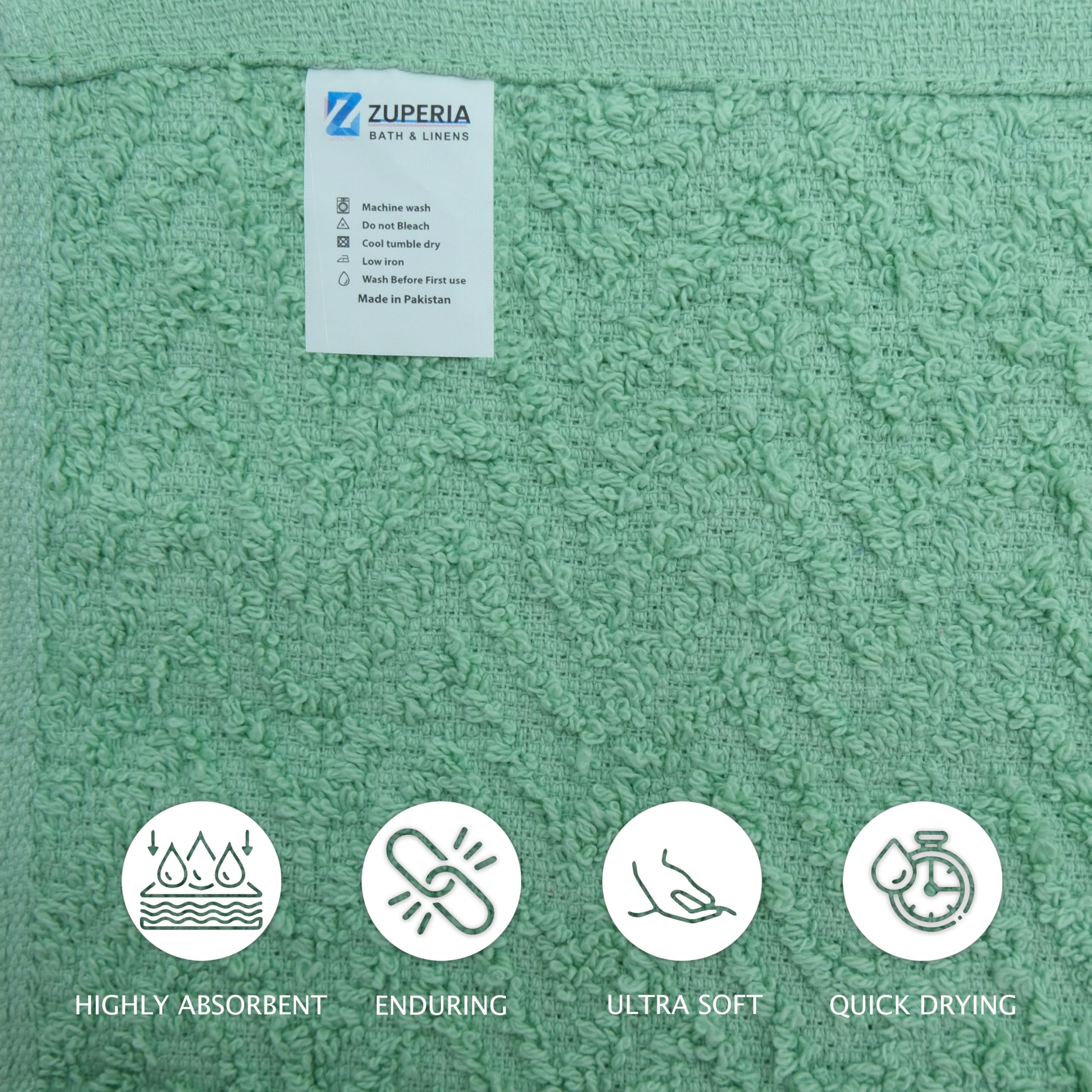 ZUPERIA Zigzag Multicolor Wash Cloths - 24 Pack, 12"x12", Soft & Highly Absorbent, Reusable Gym Towels, Hotel Spa Quality