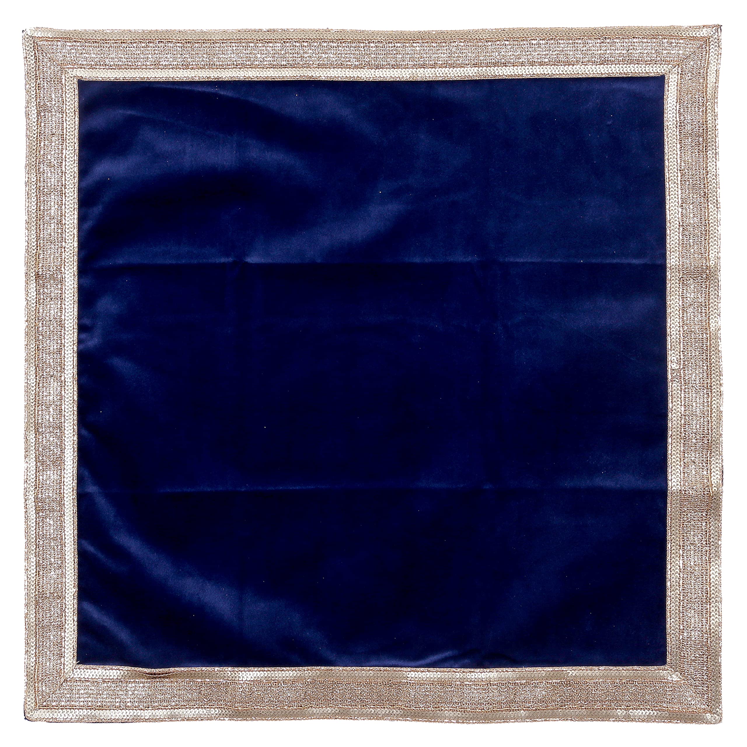 Indian Consigners Altar Cloth 24X24 Inches Blue Velvet Multi-Purpose Cloth