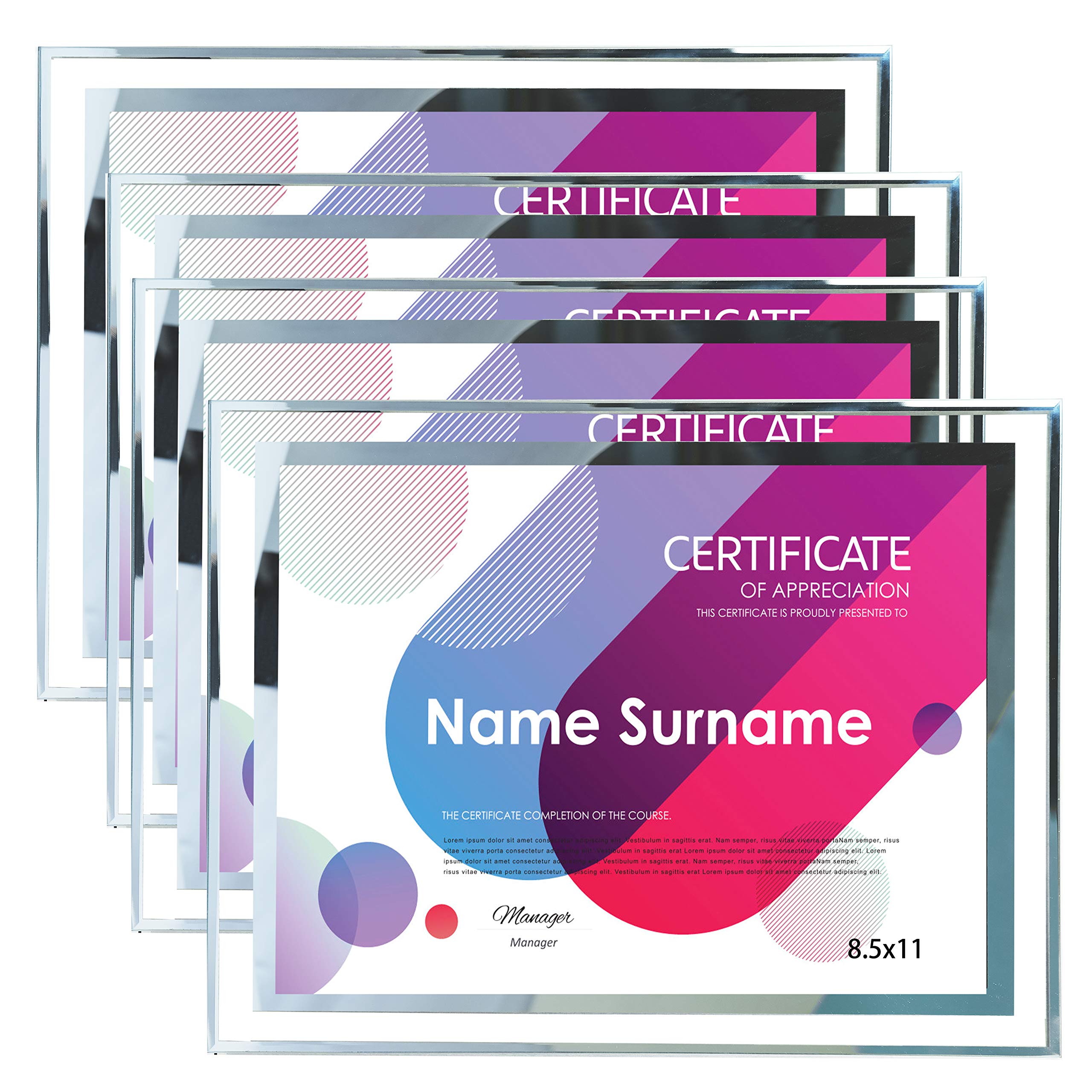 SIMONS SHOP 4 Pack Picture Frames 8.5 x 11 Frames for Certificates and Awards 8 1/2 x 11 Wall and Tabletop Frame Set, Clear wit