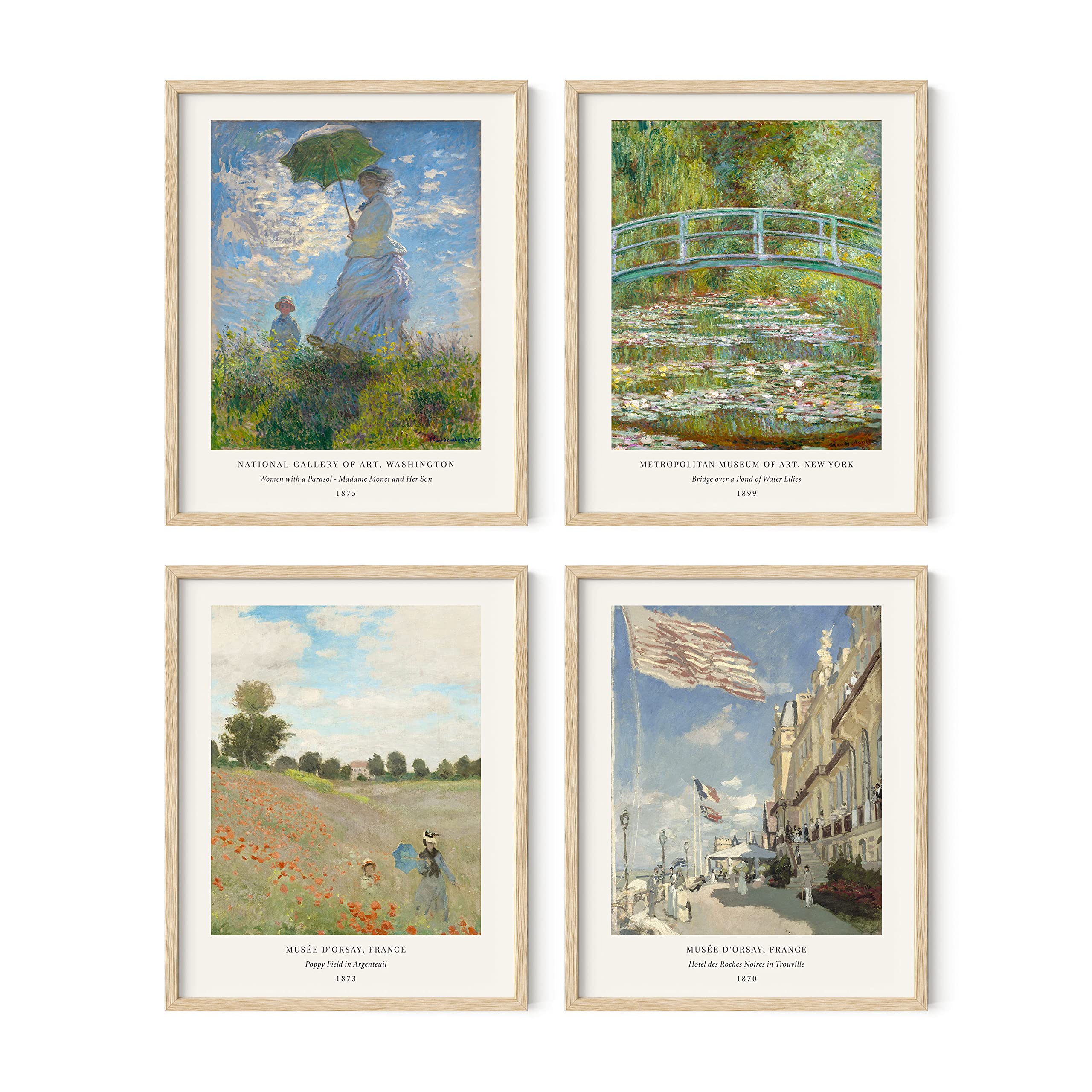 HAUS AND HUES Claude Monet Artwork Fine Art Paintings Set of 4 Water Lilies Claude Monet Posters  Famous Art Posters  Famous Paintings Modern Claude Monet Prints Monet Wall Art UNFRAMED 8'' x 10''