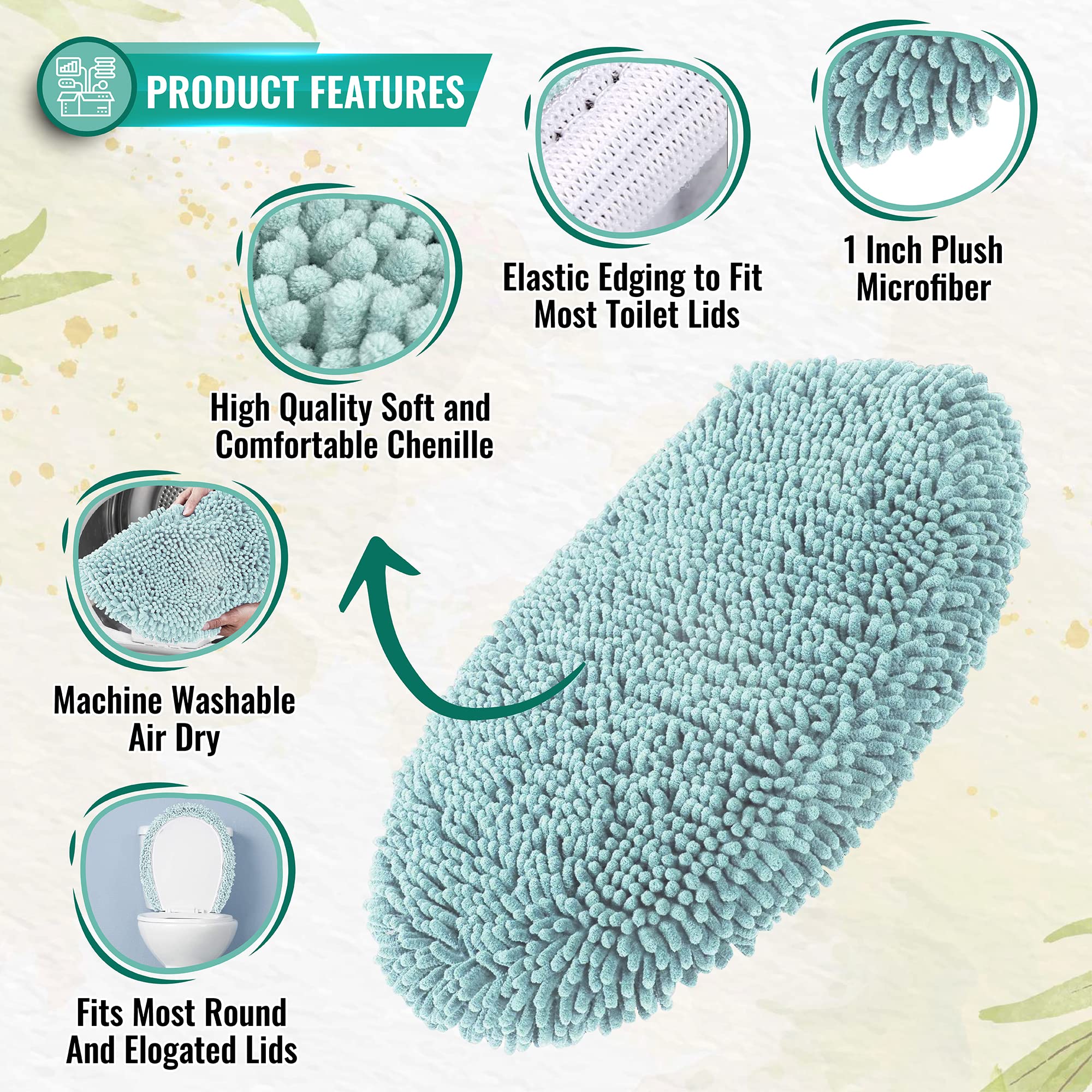 MAYSHINE Plush Shaggy Standard Toilet Seat Lid Cover (Brown) | Fuzzy Chenille Microfiber  Fluffy Soft Absorbent - Machine Washable Cushion | No More Cold or Wet Seats