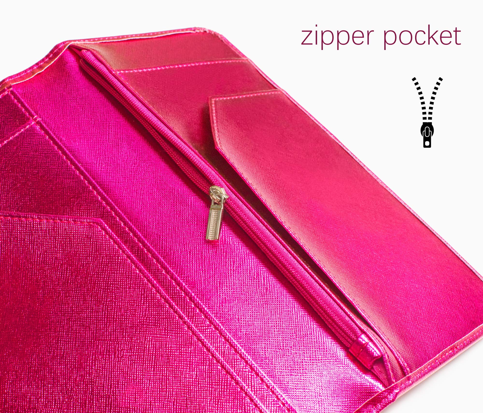 4.7 X 9 Hot Pink Server Book for Waitress Book with Money Pocket and Magnetic Closure  Restaurant Waitstaff Organizer with Zipper Pocket Fit Server Apron with High Volume Pocket