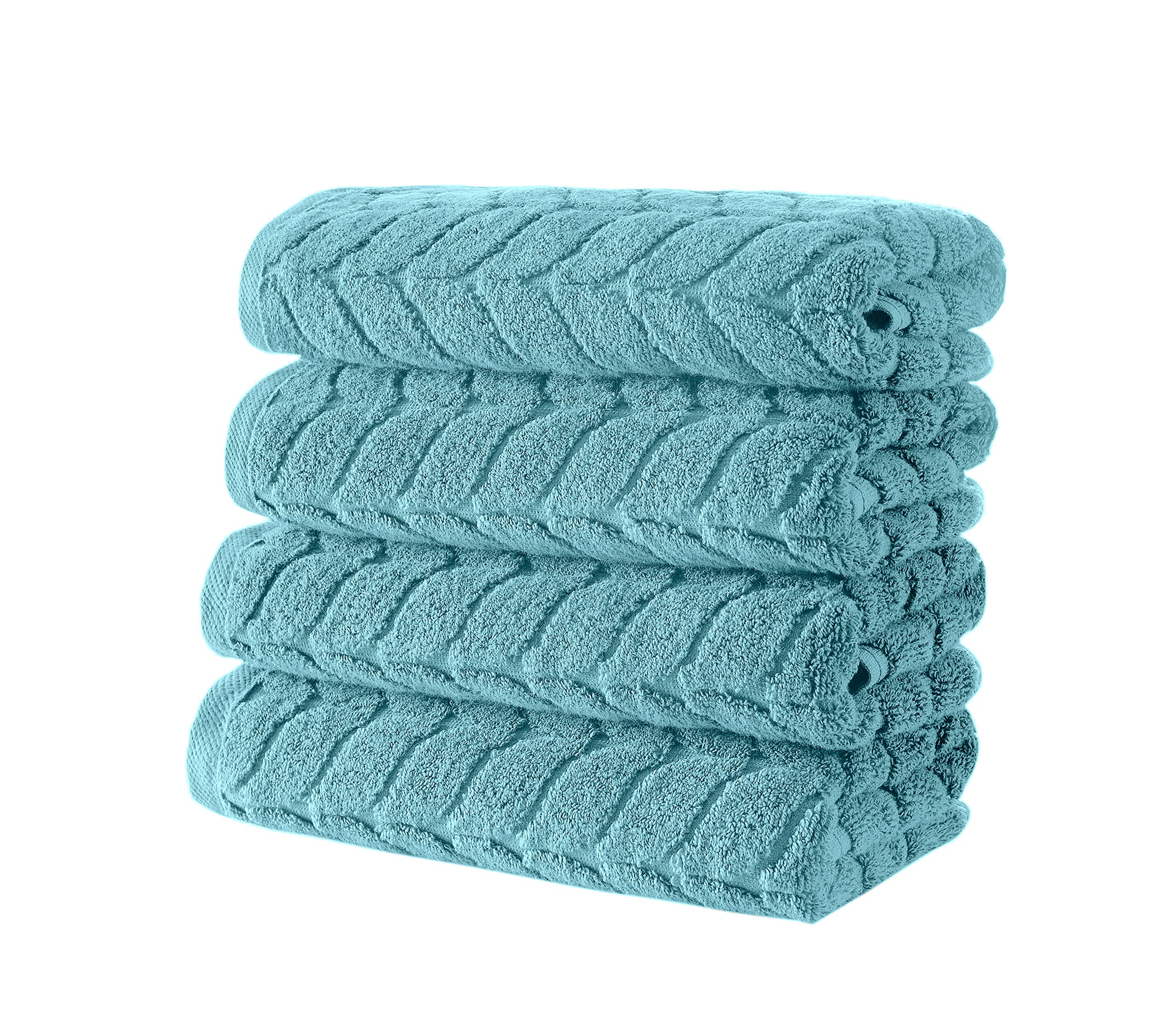 BAGNO MILANO 100% Turkish Cotton Jacquard Luxury Towel Set - Quick Dry Non-GMO Ultra-Soft  Plush and Absorbent Luxury Durable Turkish Towels Set (Aqua Green  4 Pcs Hand Towel Set)