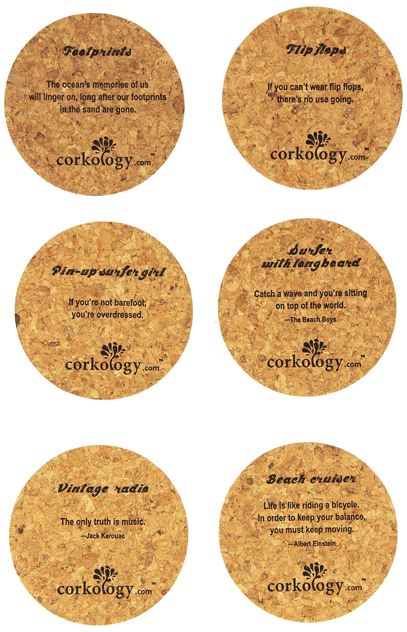 Corkology Beach Life Coaster Set, Cork