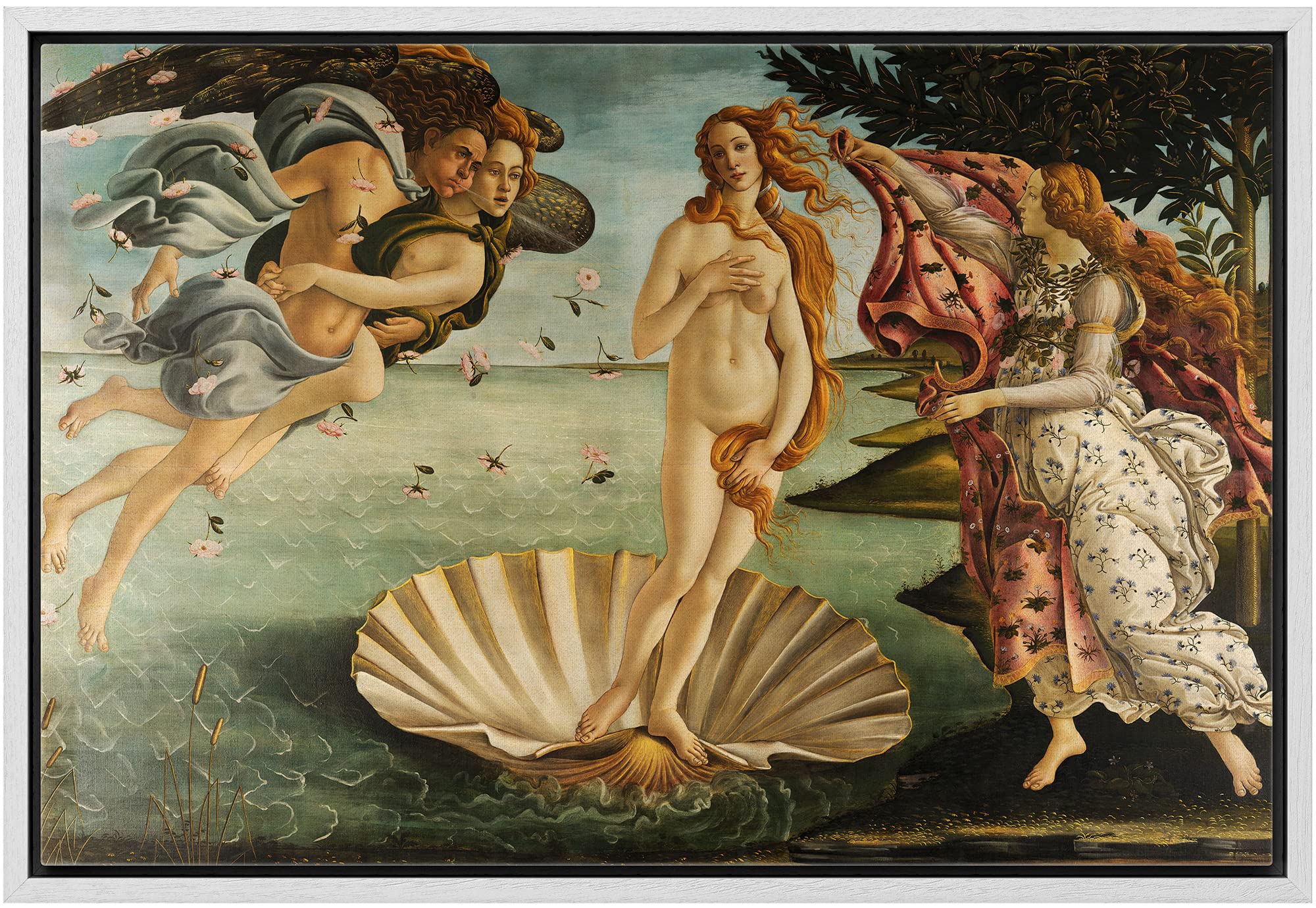 Wall26 Birth Of Venus By Botticelli Giclee Framed Canvas Prints Wrapped Gallery Wall Art, Stretched & Framed Ready To Hang - 16'