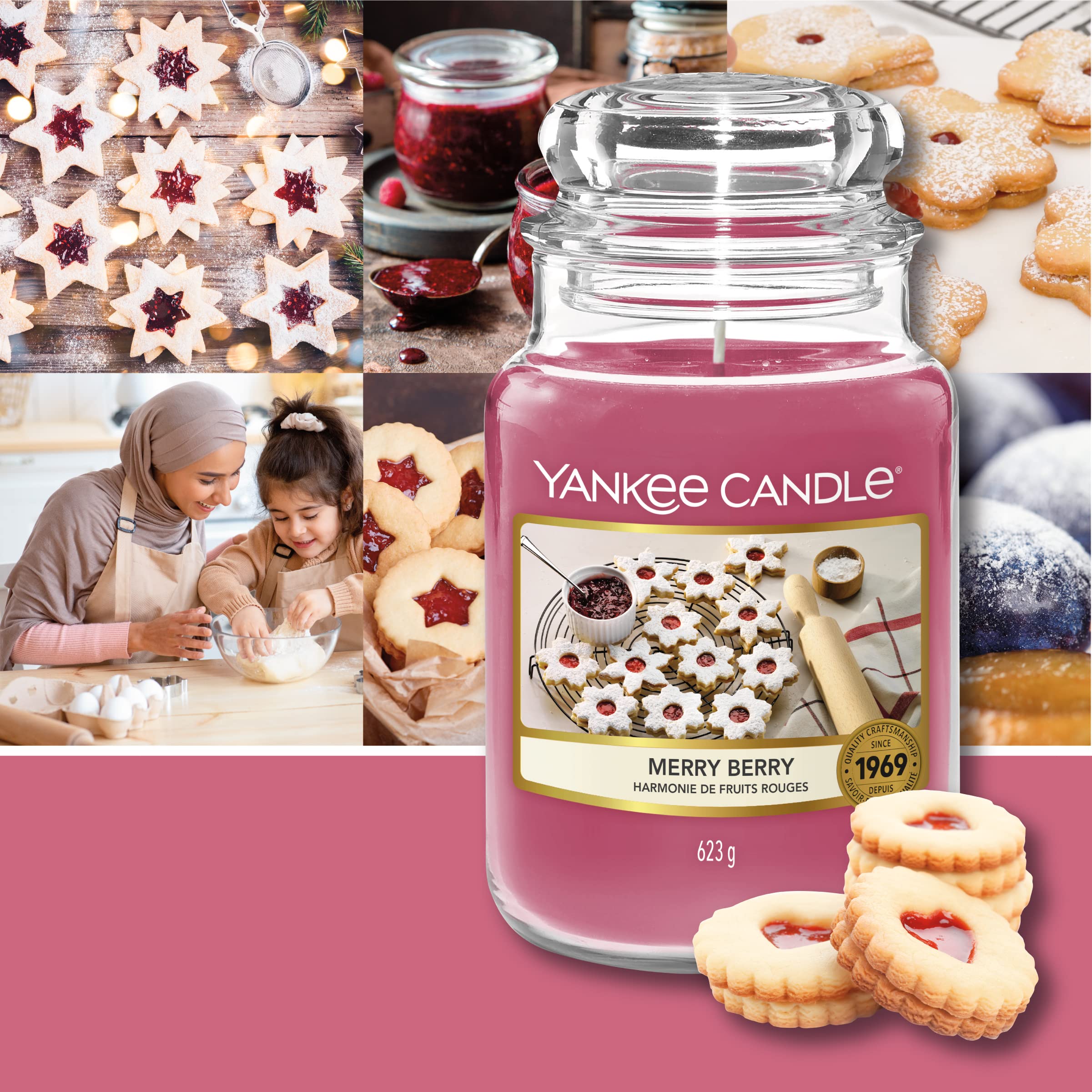 Yankee Candle Scented Candle | Merry Berry Large Jar Candle | Burn Time: up to 150 Hours