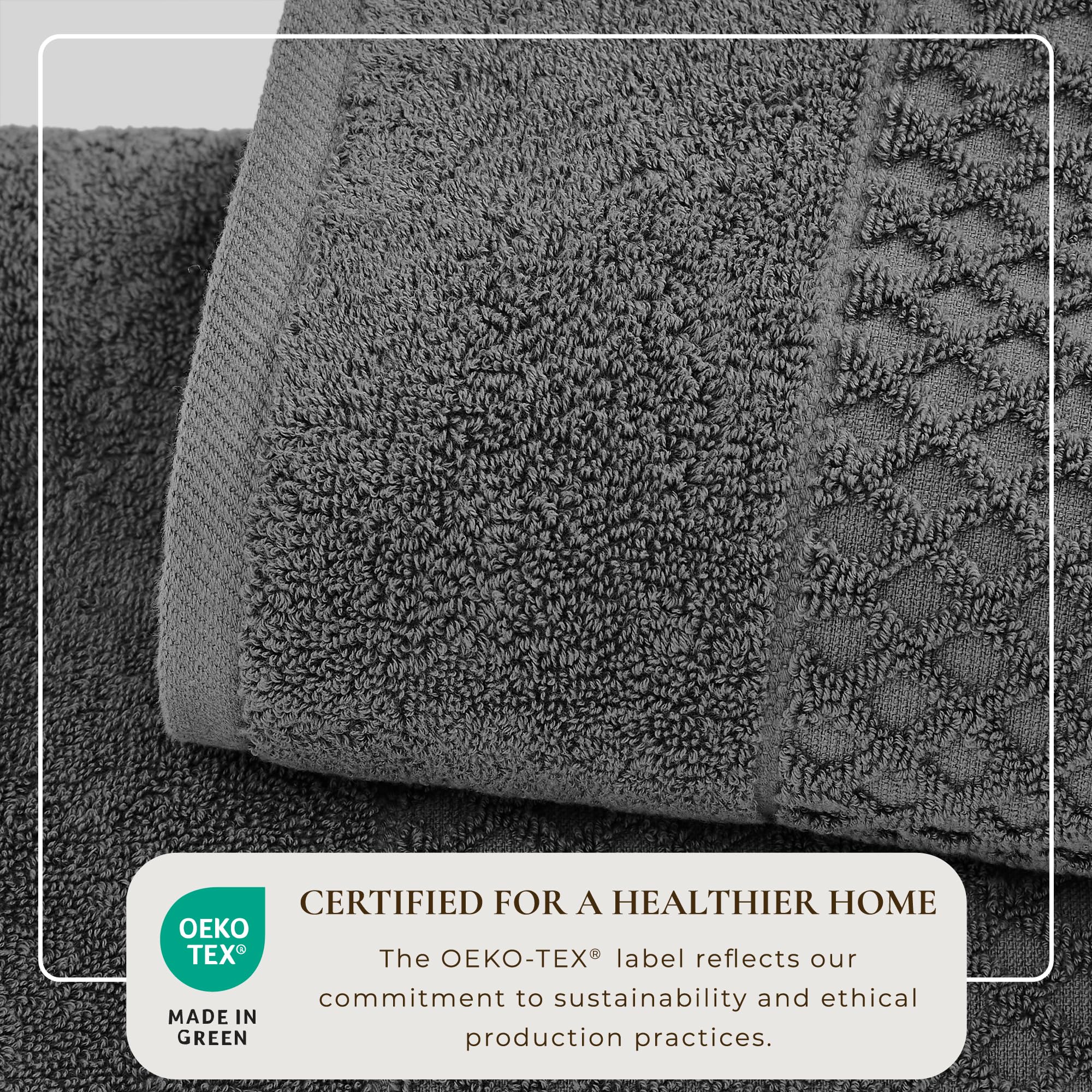 Great Bay Home 100% Cotton Grey Bath Towel Set | 4 Soft Bath Towels (30 x 52 inches) | Highly Absorbent  Quick Dry Bath Towels | Grayson Collection (Set of 4  Diamond Dark Grey)