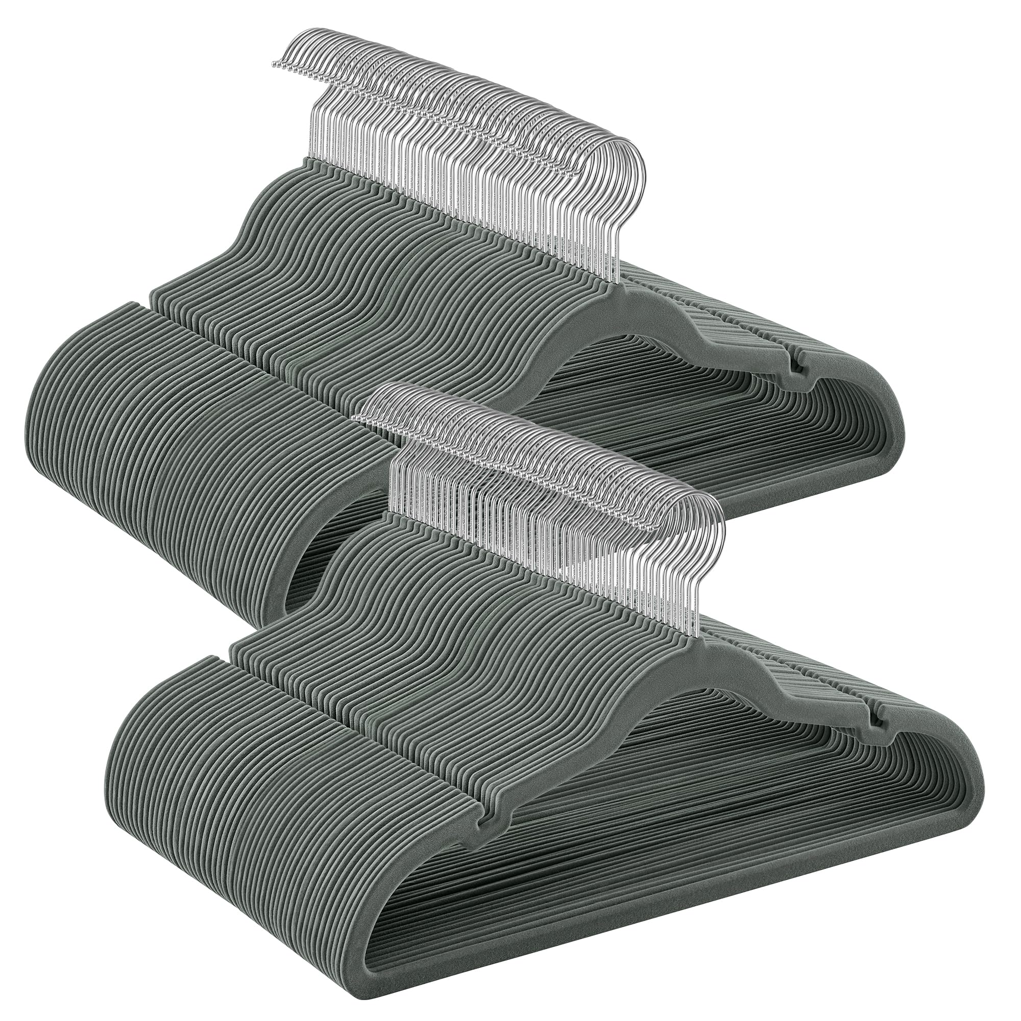 Songmics Velvet Hangers 100 Pack, Non-Slip Clothes Hangers, Suit Hangers With Shoulder Notches, Pants Bar, 360 Swivel Hook, Spac