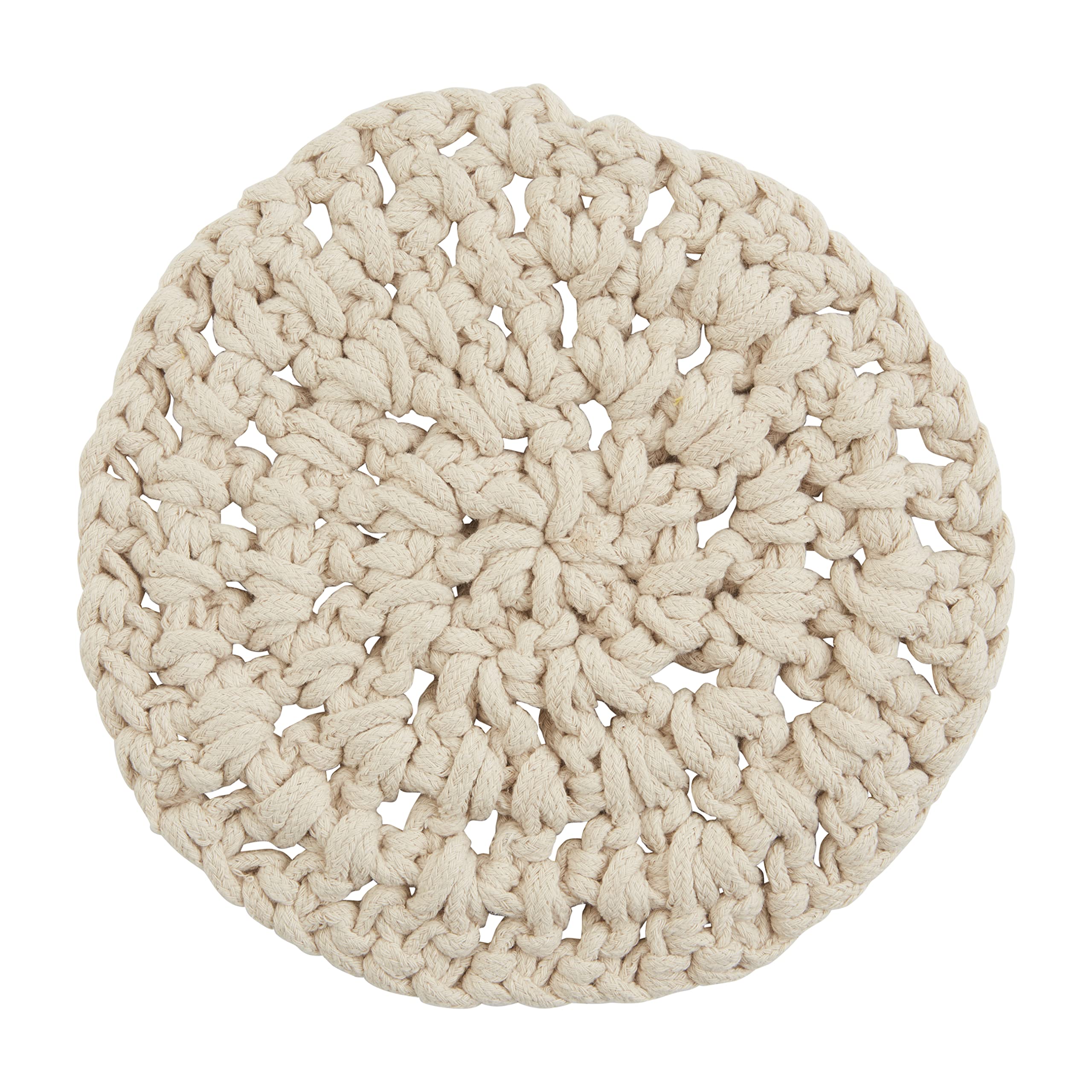 Mud Pie Knotted Cotton Trivet, 9'' Dia, Cream
