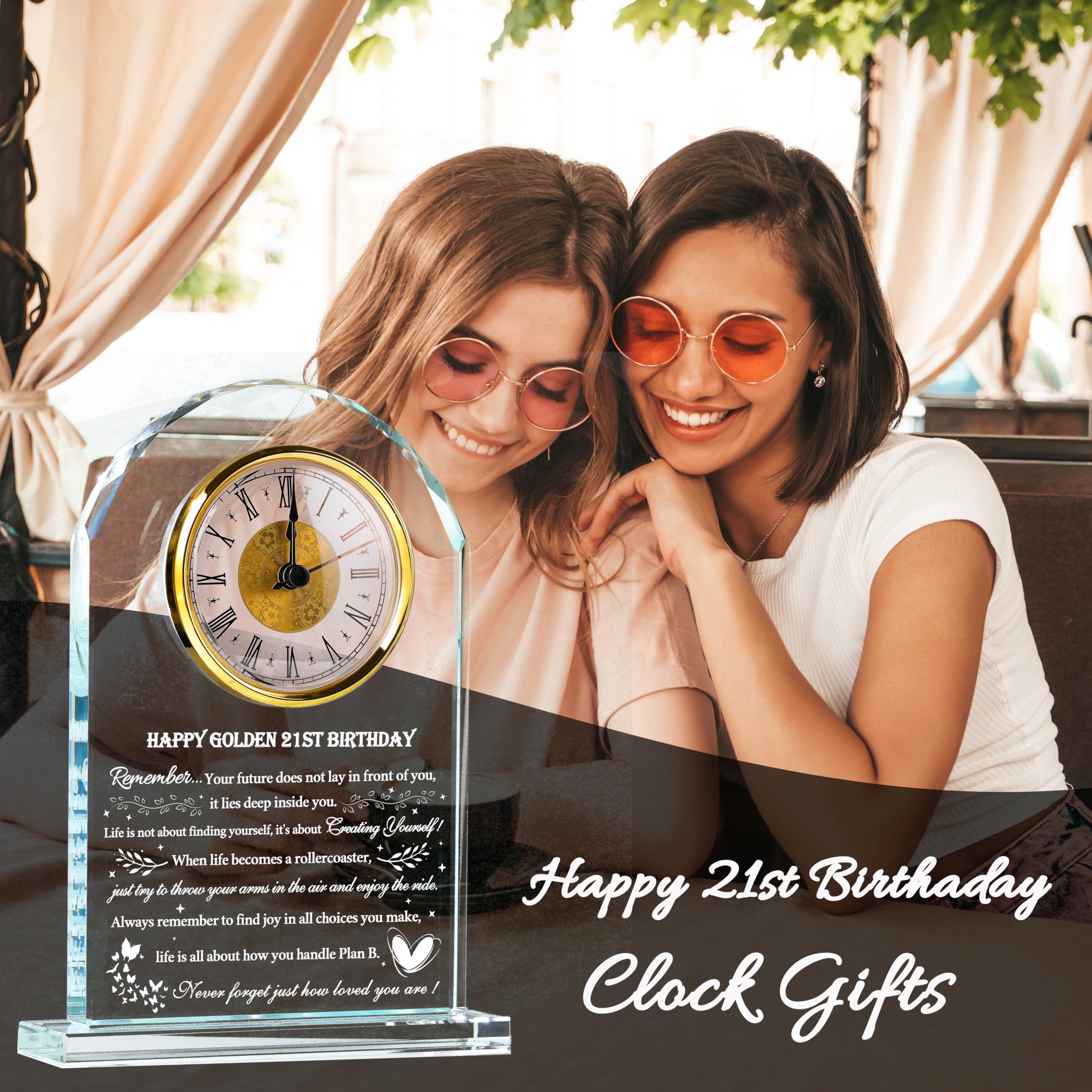 Movdyka 21st Birthday Gifts for Her Him - Crystal Clock Gifts Personalized 2004 21 Year Old Birthday Present for Men Women - Hap