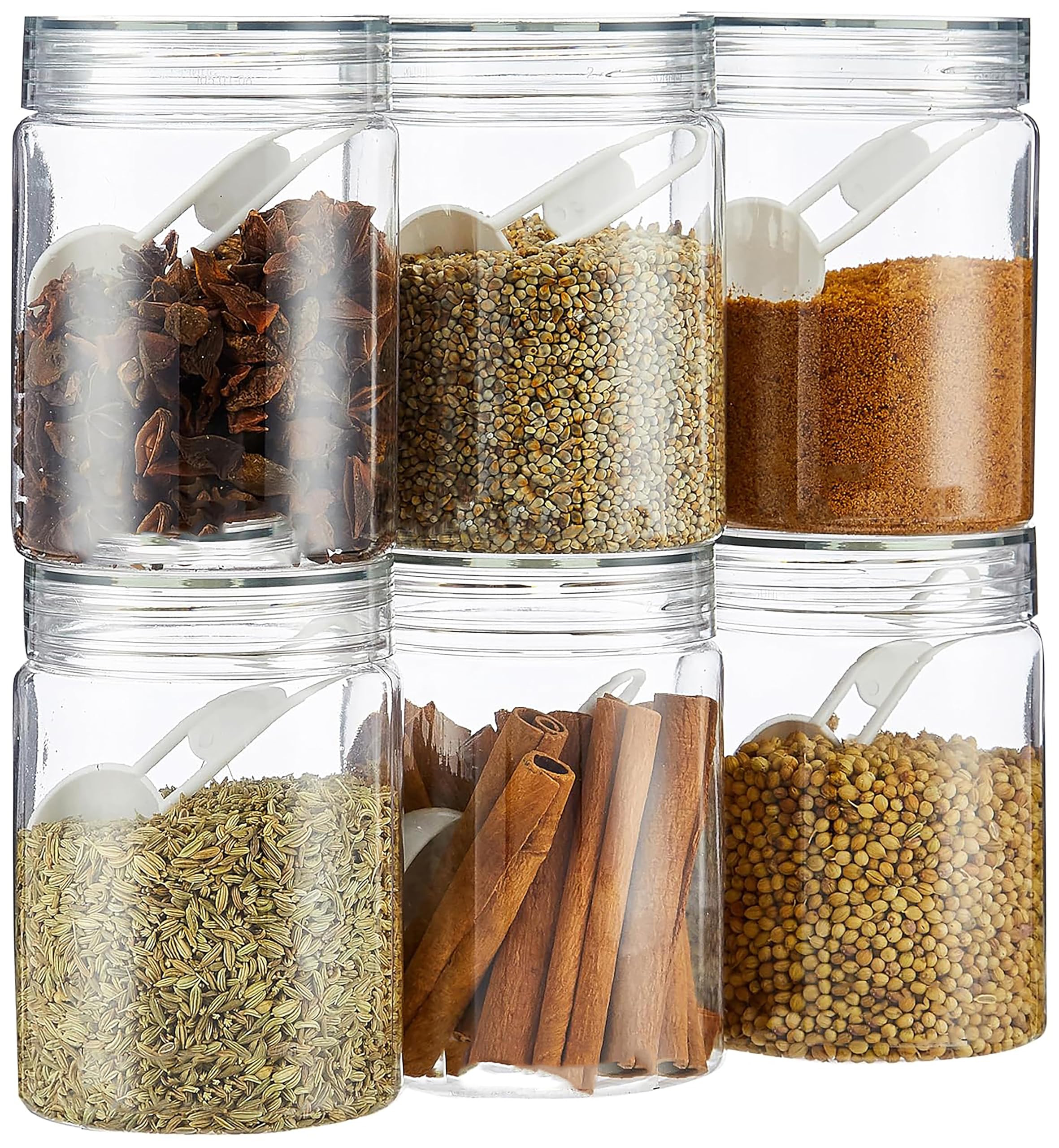 Homeor Plastic Storage Jar & Containers With Spoon, Airtight & Bpa Free Containers For Kitchen Storage, Grocery Kitchen Containe