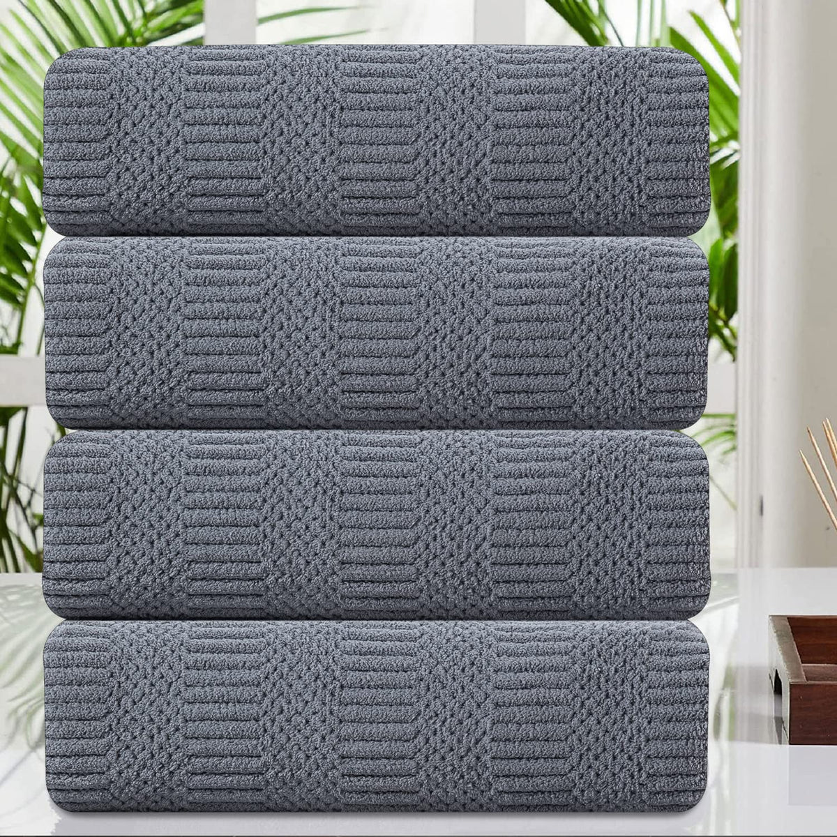 4 Piece Large Bath Towel Set 35''X70'' Gray Extra Large Bath Sheets Oversized Jumbo Towels 600Gsm Soft Highly Absorbent Quick Dr