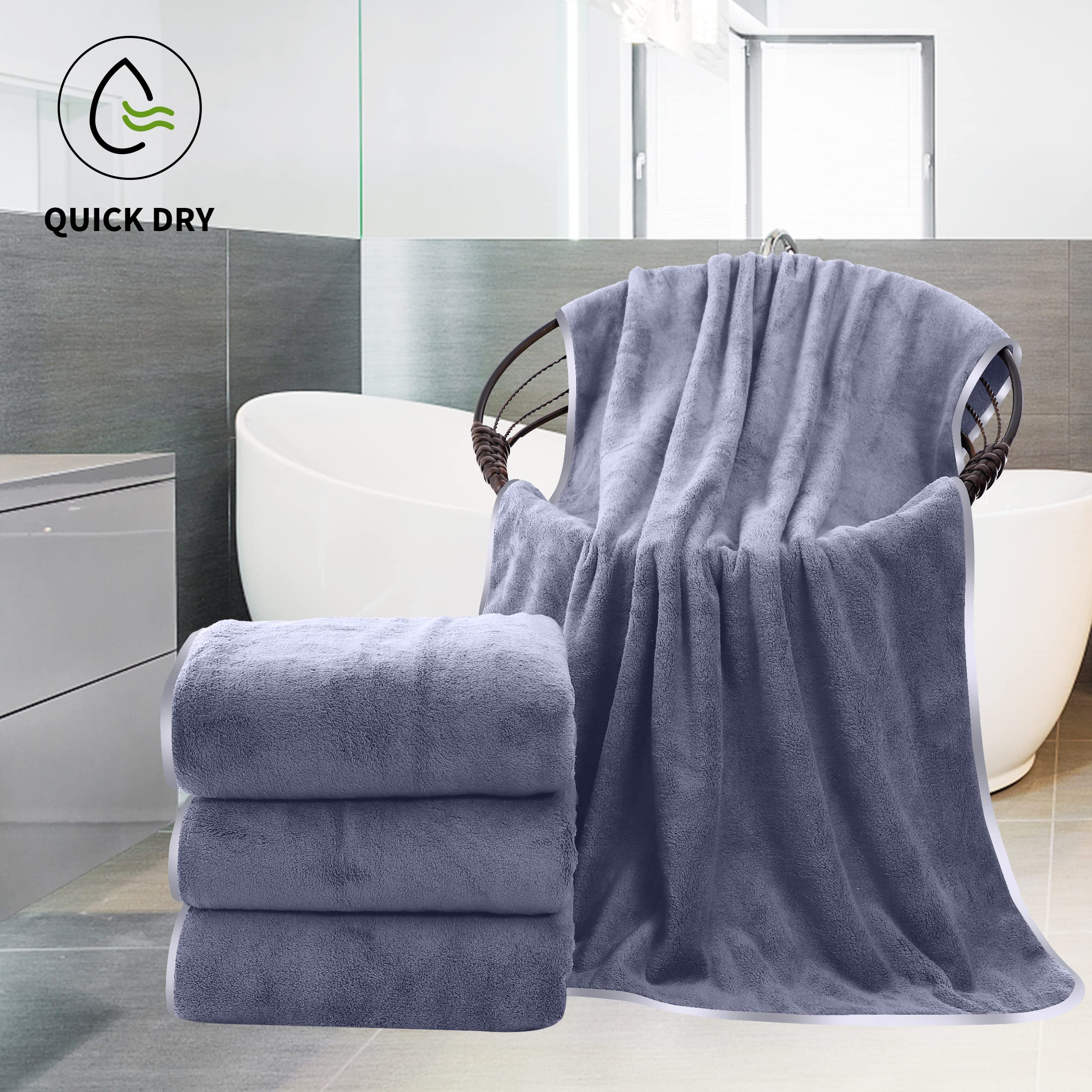 Cosy Family Microfiber 4 Pack Bath Towel Set  Lightweight and Quick Drying  Ultra Soft Highly Absorbent Towels for Bathroom  Gym  Hotel  Beach and Spa (Light Teal)