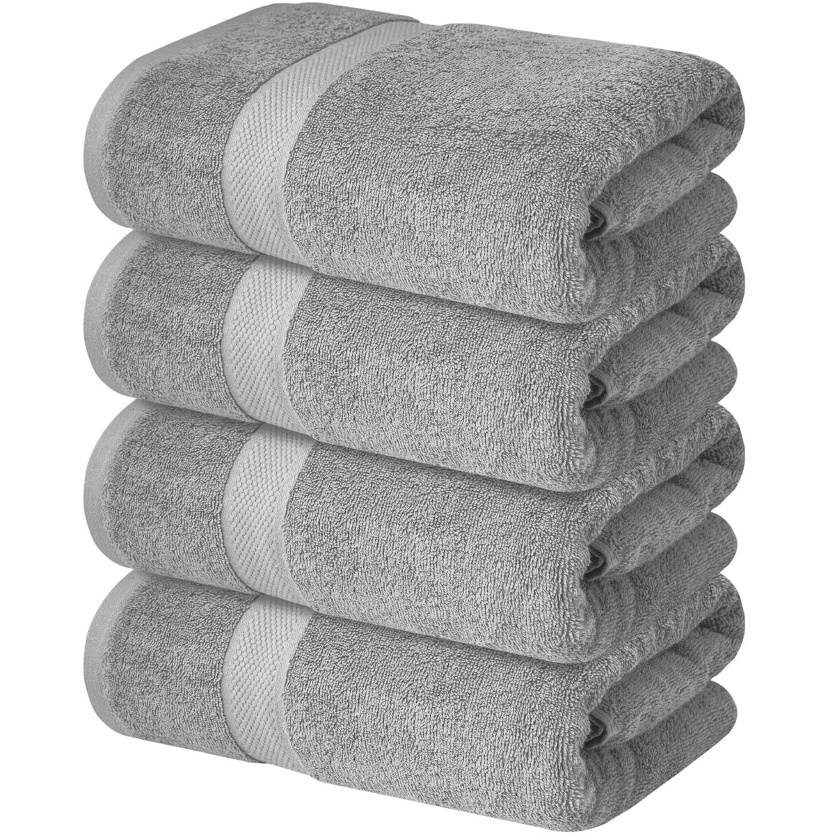 Infinitee Xclusives Premium Bath Towels Set Pack Of 4-100% Ring Spun Cotton Towels - Grey Bath Towels 27 X 54 - Soft Feel, Quick