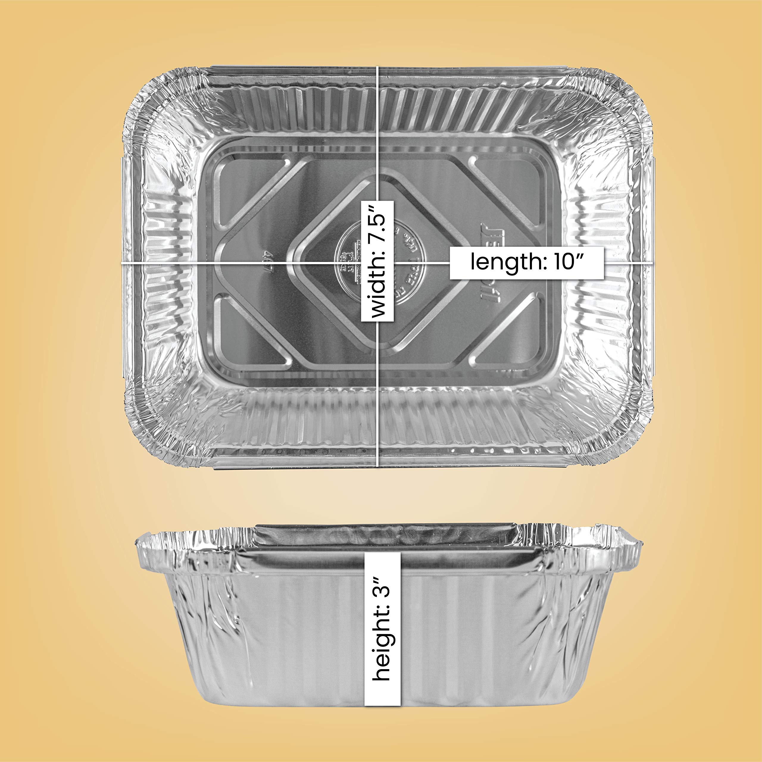 PLASTICPRO Disposable 5 LB Aluminum Takeout Tin Foil Baking Pans 7'' X 10'' X 3'' Inch Bakeware - Cookware Perfect for Baking Cakes Brownies Bread  Meatloaf  Lasagna  or Lunchbox  Pack of 50