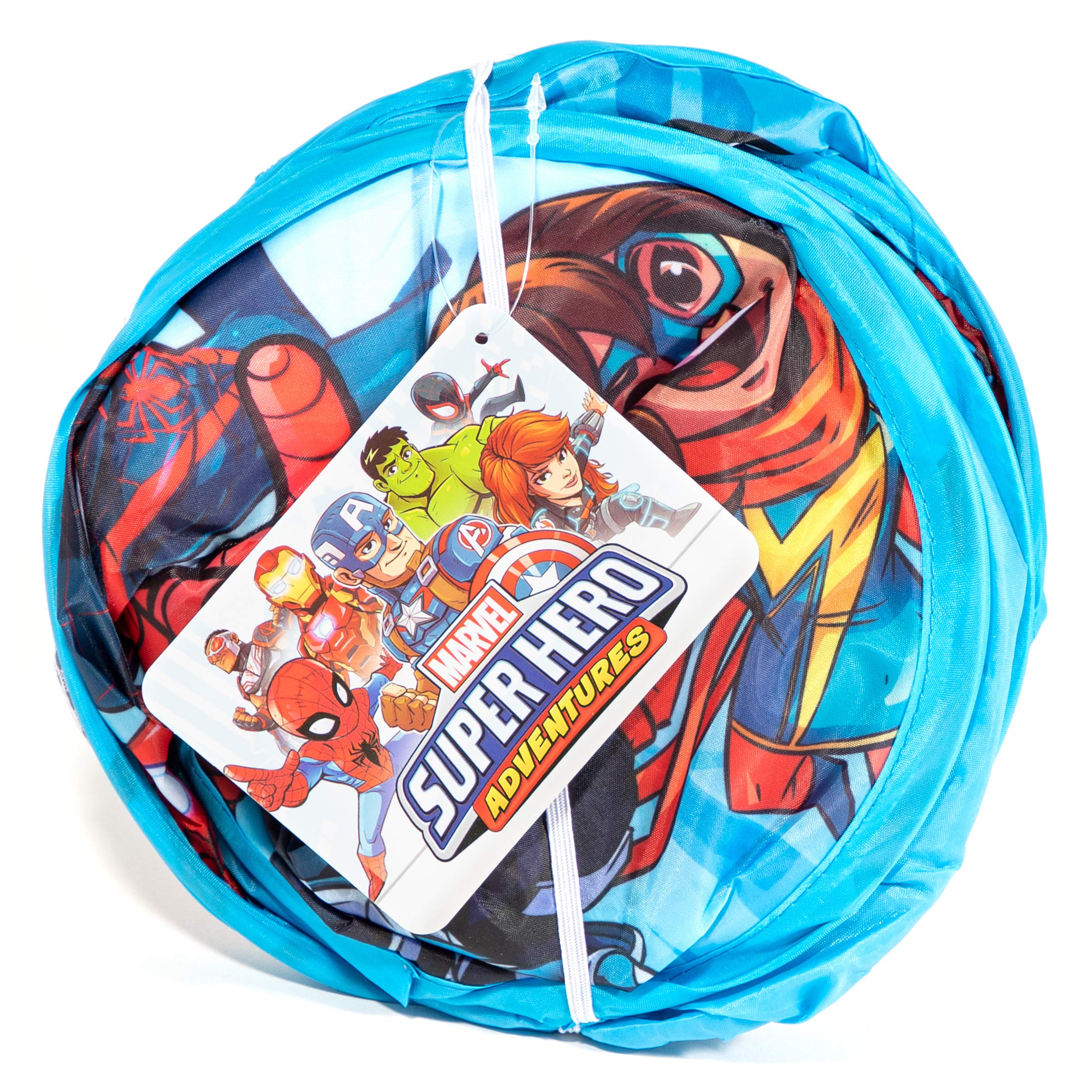 Marvel Super Hero Adventures Pop Up Hamper - Mesh Laundry Basket/Bag with Durable Handles - Features Spiderman  Iron Man  Captain America & Thor (Official Marvel Product)