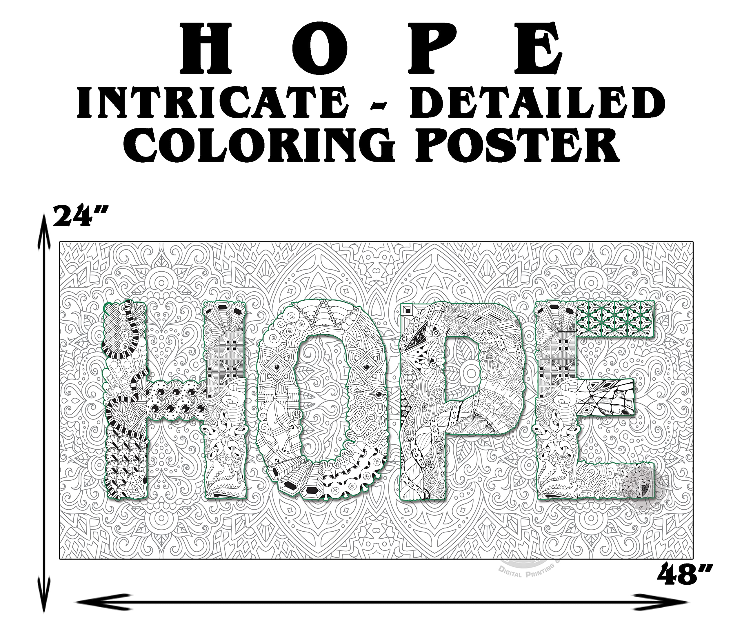 Giant Coloring Poster for Kids and Adults - Creative Fun for Classrooms  Care Facilities  Schools  Groups and Families (Hope  24 in x 48 in)