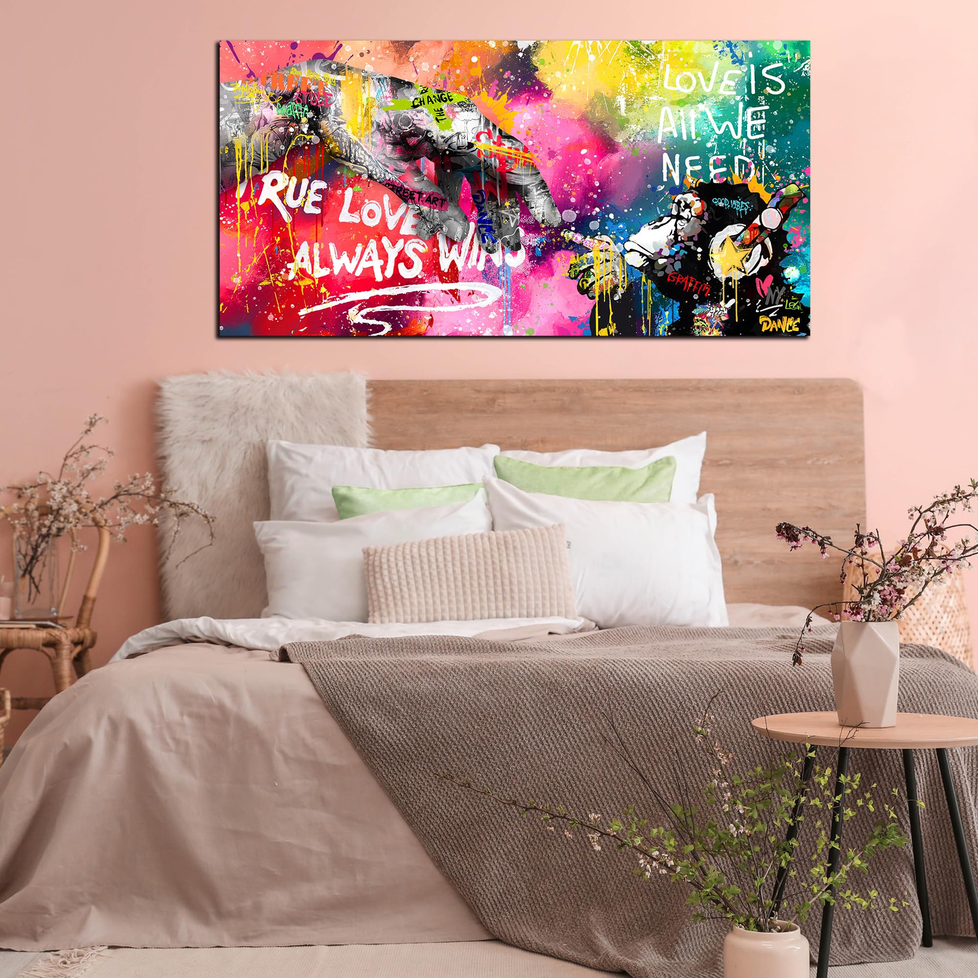 Sixttart Graffiti Canvas Wall-Art For Living Room Large Size - Finger And Gorilla Wall Art - Kids Room Decor Ready To Hang Size