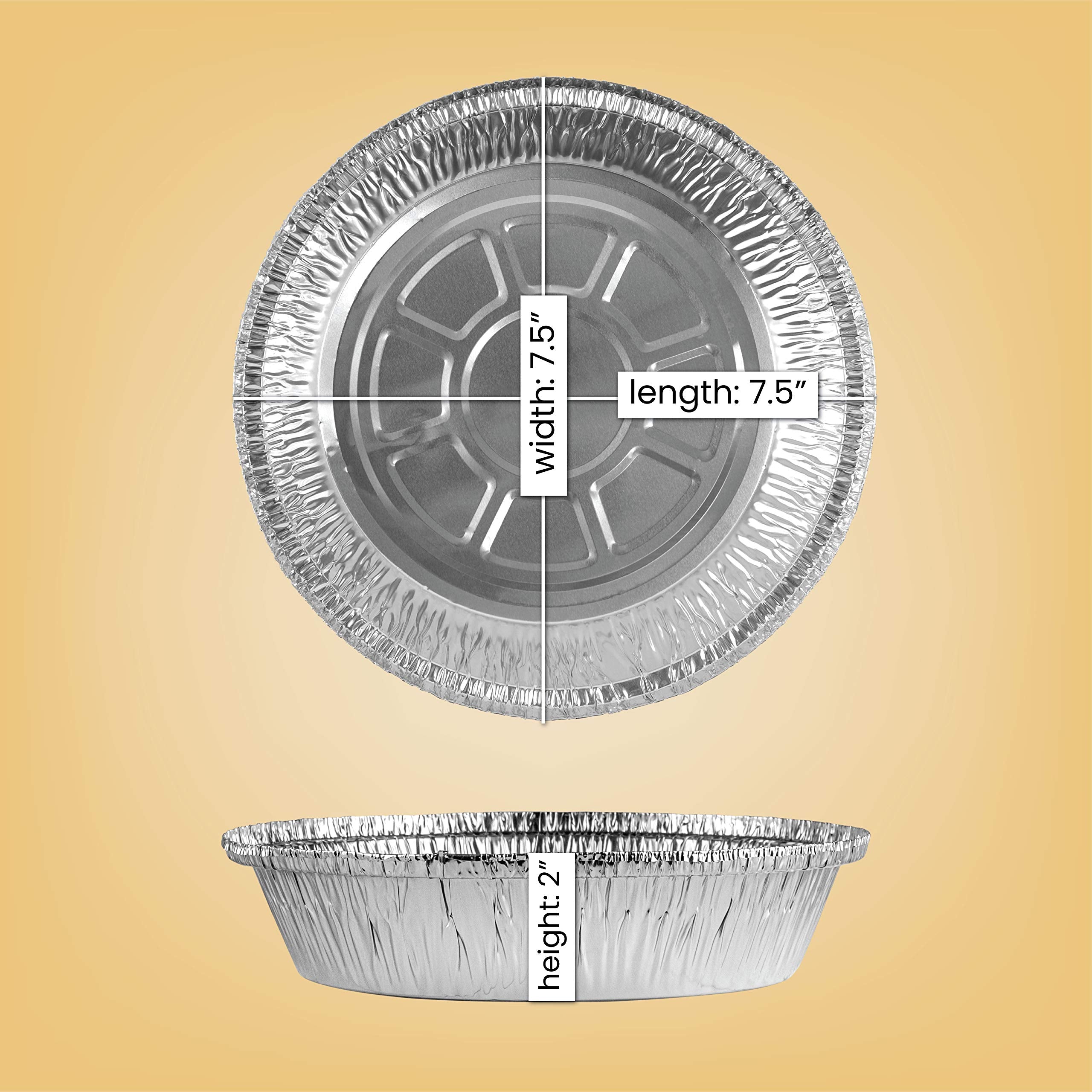 PLASTICPRO 7'' Inch Round Tin Foil Pans Disposable Aluminum  Freezer & Oven Safe - For Baking  Cooking  Storage  Roasting  & Reheating  Pack of 100