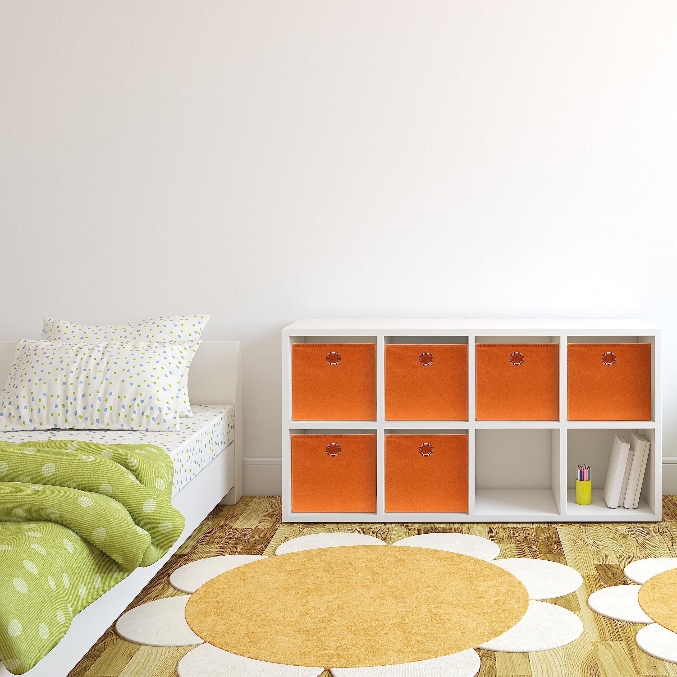 Simple Houseware 6 Pack Foldable Cube Storage Bin With Handle,, Orange