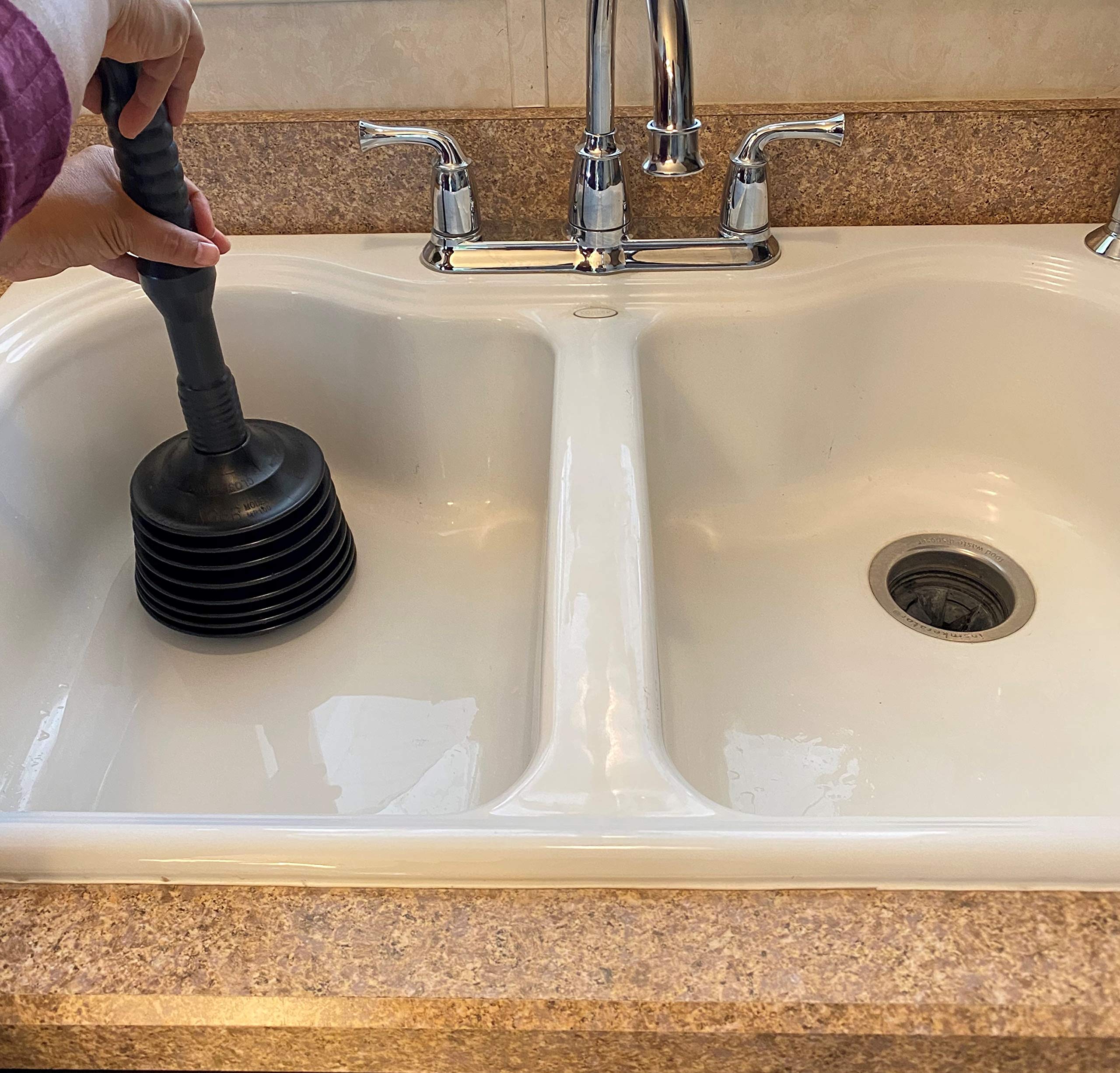 Master Plunger MP100-3 Heavy Duty Toilet Plunger Clears  Kitchen Sinks  Garbage Disposal and  Toilets Fast. Equipped with Patented Automatic Air Relief Valve  Black