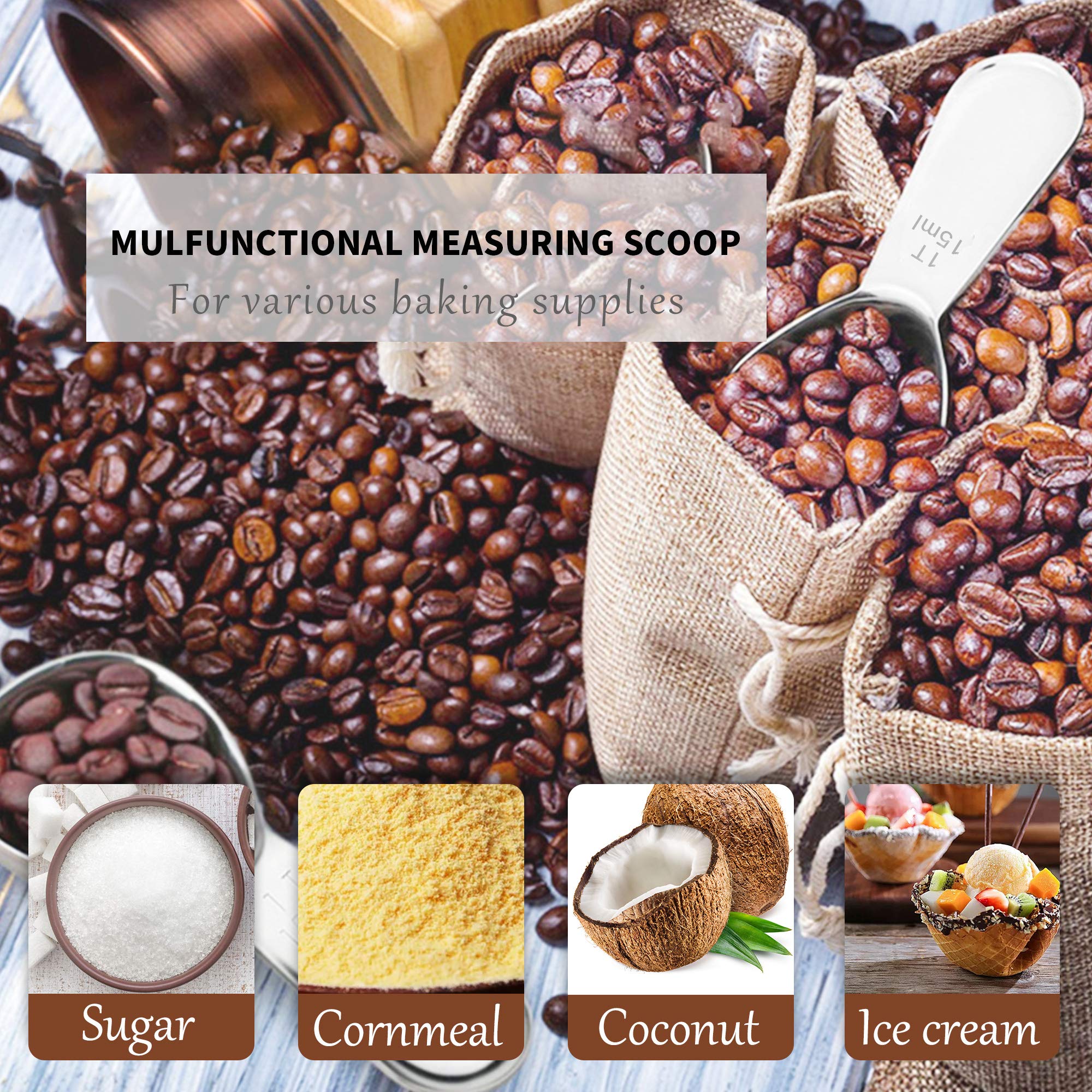 Coffee Scoop Set,Stainless Steel Coffee Spoons Short Handles,Tablespoon Measure Spoon Set Fit Coffee, Loose Tea, Sugar Or Flour(