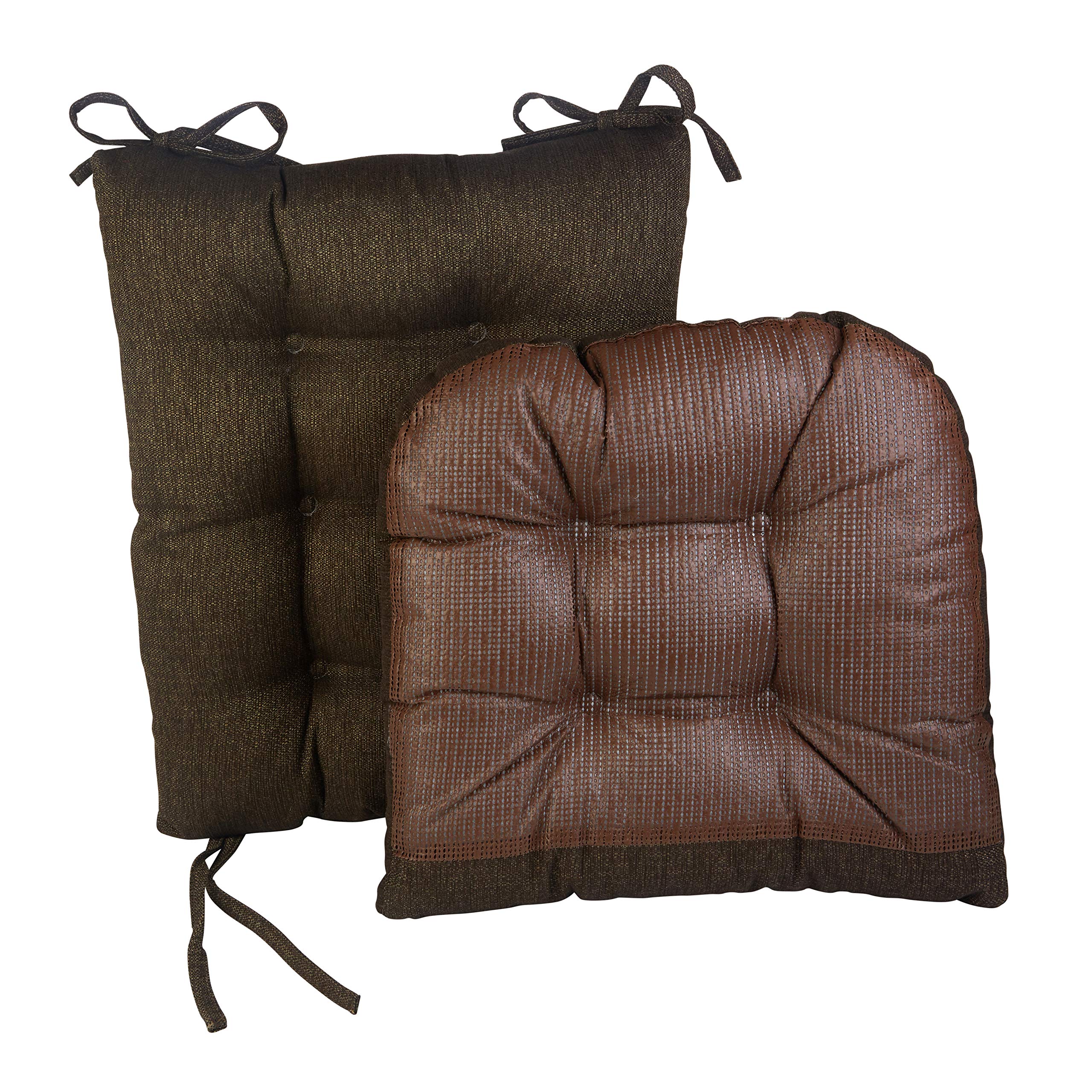 Klear Vu Non-Slip Omega Rocking Chair Cushions, Seat And Seatback Pads, 2 Piece Set, Chestnut