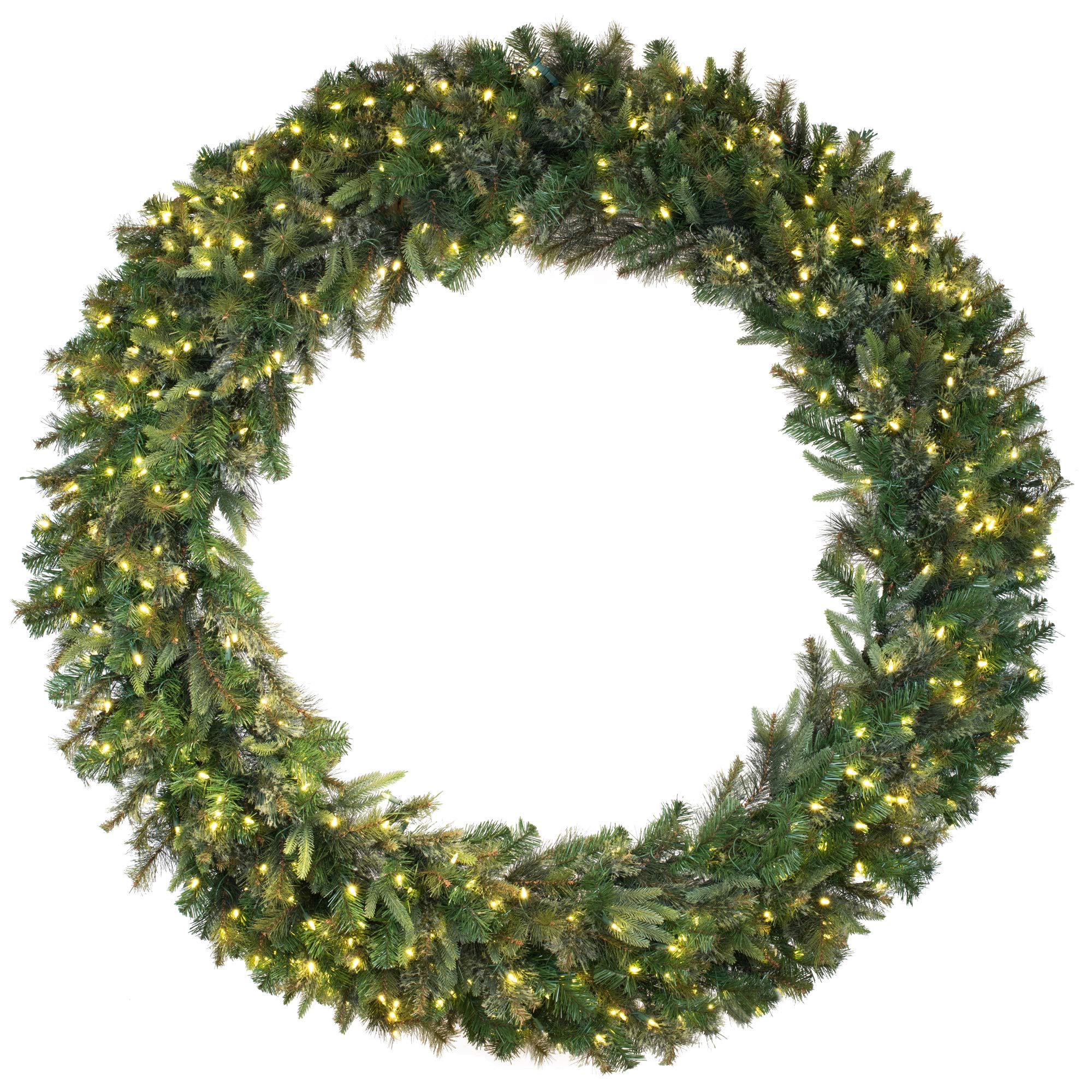Vickerman 72 Cashmere Pine Artificial Christmas Wreath - 400 Warm White LED Lights - Natural Looking Wreath with PVC Needles - R