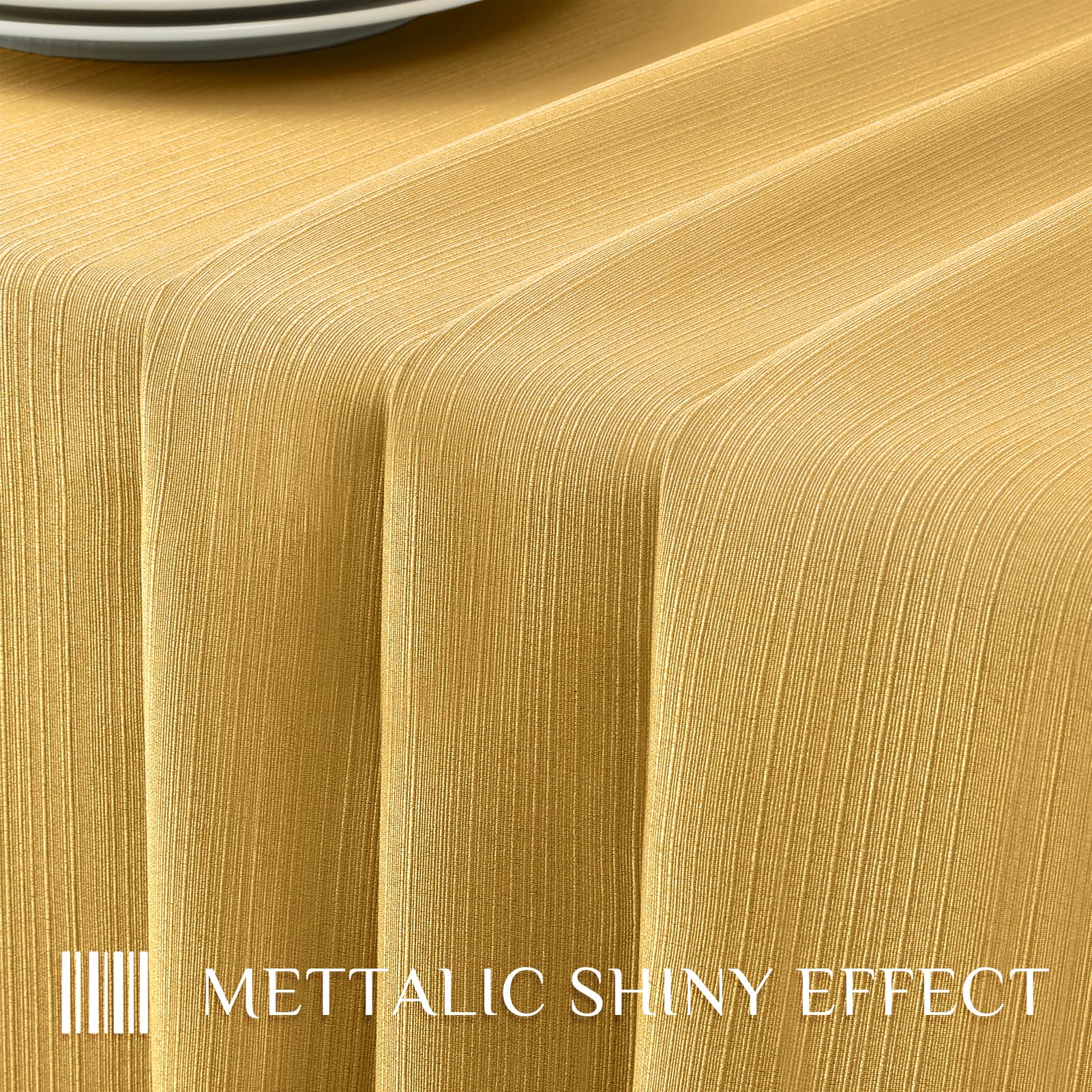 Softalker Fall Jacquard Rectangle Tablecloth - Geometric Line Damask Table Covers Waterproof Stain Resistant Washable Polyester Table Cloths for Dining  Holiday & Parties (60 x 144 inch Gold)
